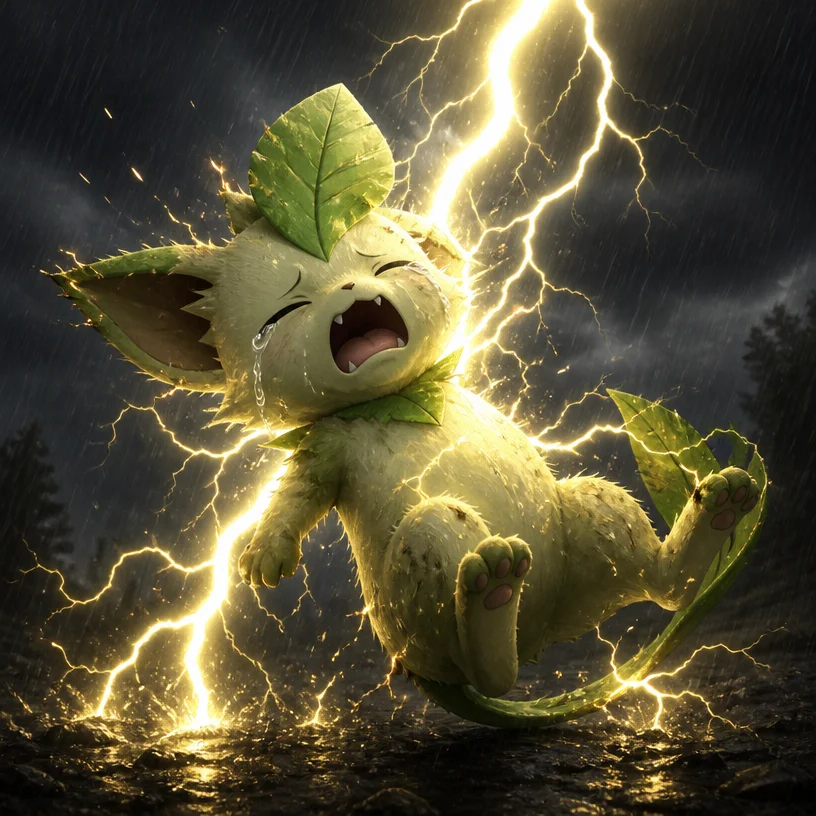 Leaflit crying while being struck by lightning 
