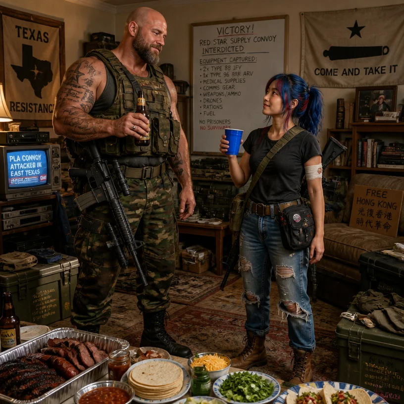 Tectone is about 6'4" tall, bald,  bearded, Caucasian, muscular, with tattoos on his arm, and in his mid 40s. Leaflit is about 5'1" tall, slim, of Japanese ancestry, blue hair with red highlights.

He