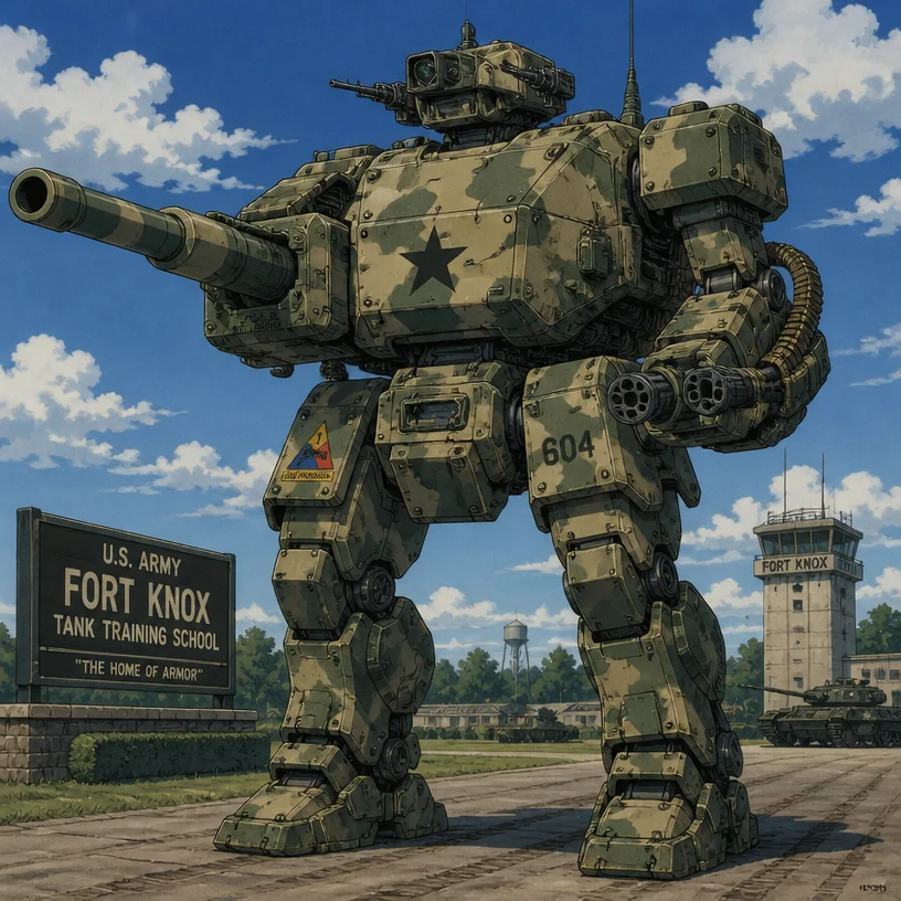 I'd like to design a cassette-futurism/retro-futurist 1990s tech level mecha. 

It's about 15 feet tall, and about 10 feet from chest to back and 10 feet from shoulder to shoulder. 

This mecha is a b