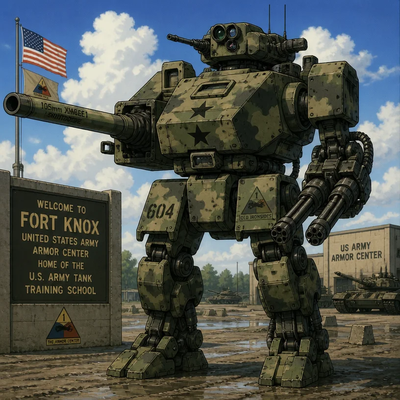 I'd like to design a cassette-futurism/retro-futurist 1990s tech level mecha. 

It's about 15 feet tall, and about 10 feet from chest to back and 10 feet from shoulder to shoulder. 

This mecha is a b