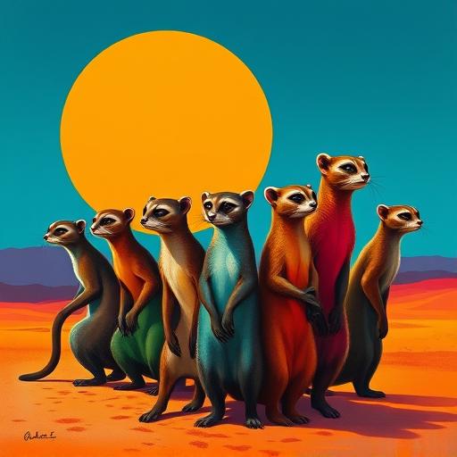 Meercats on parade

(hard-rule color overlay: every hue forcibly skewed into a vivid jewel palette of ember orange, hot crimson-magenta, electric cyan, deep cobalt blue, vivid emerald green, antique g