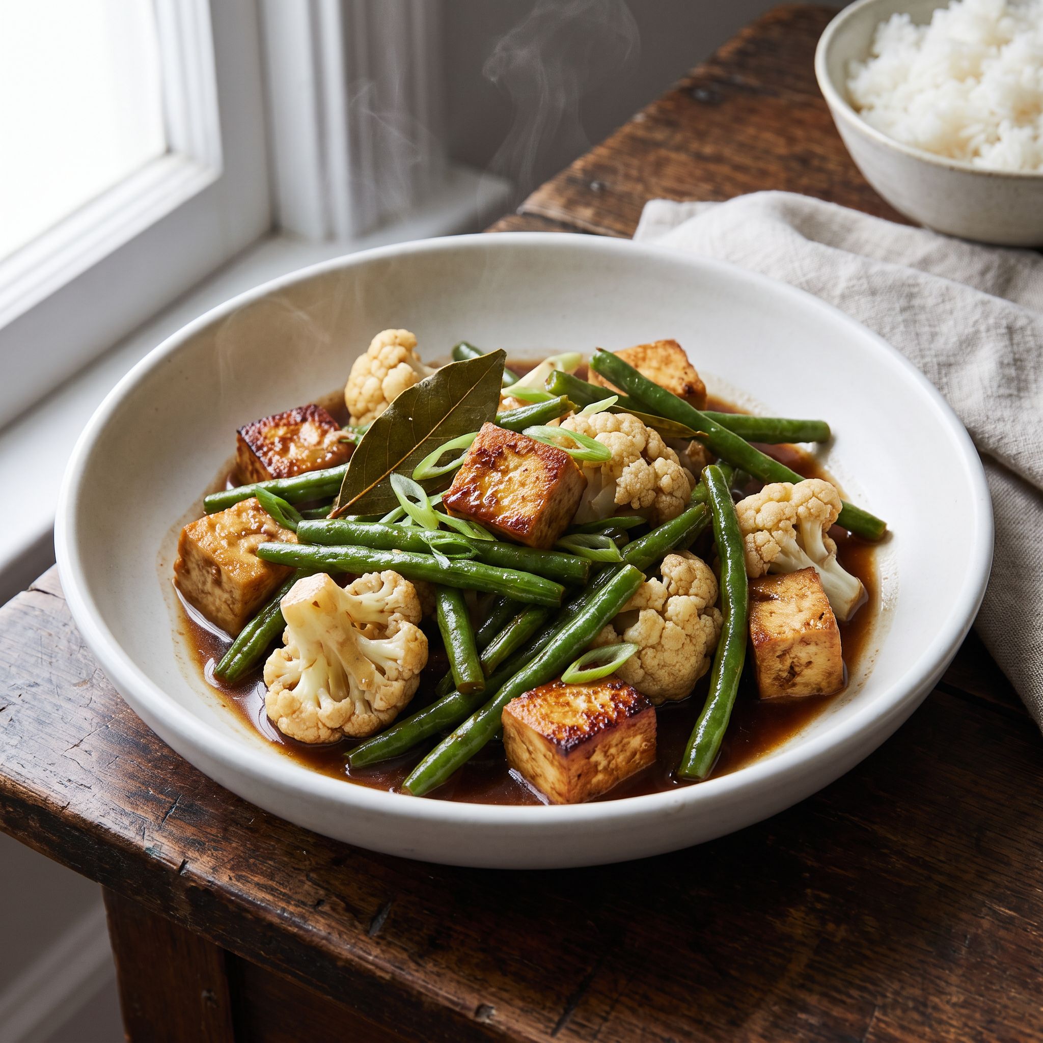 Adobong Sitaw with Cauliflower and Tofu