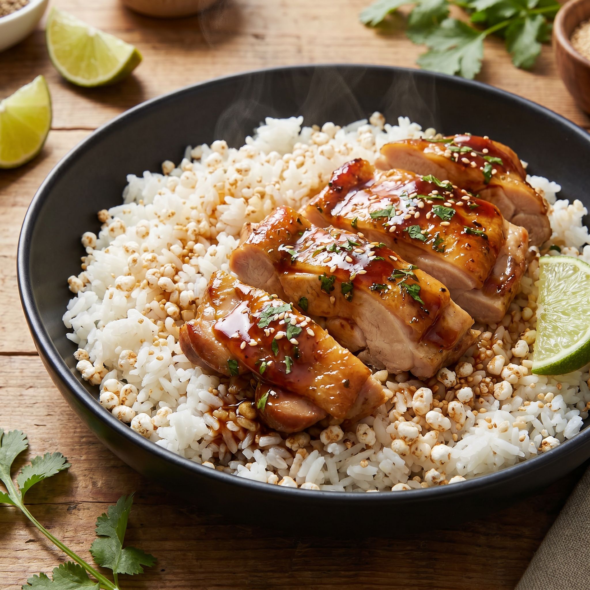 Amaranth Popped Pepian Nuoc Umami Chicken Rice Bowl