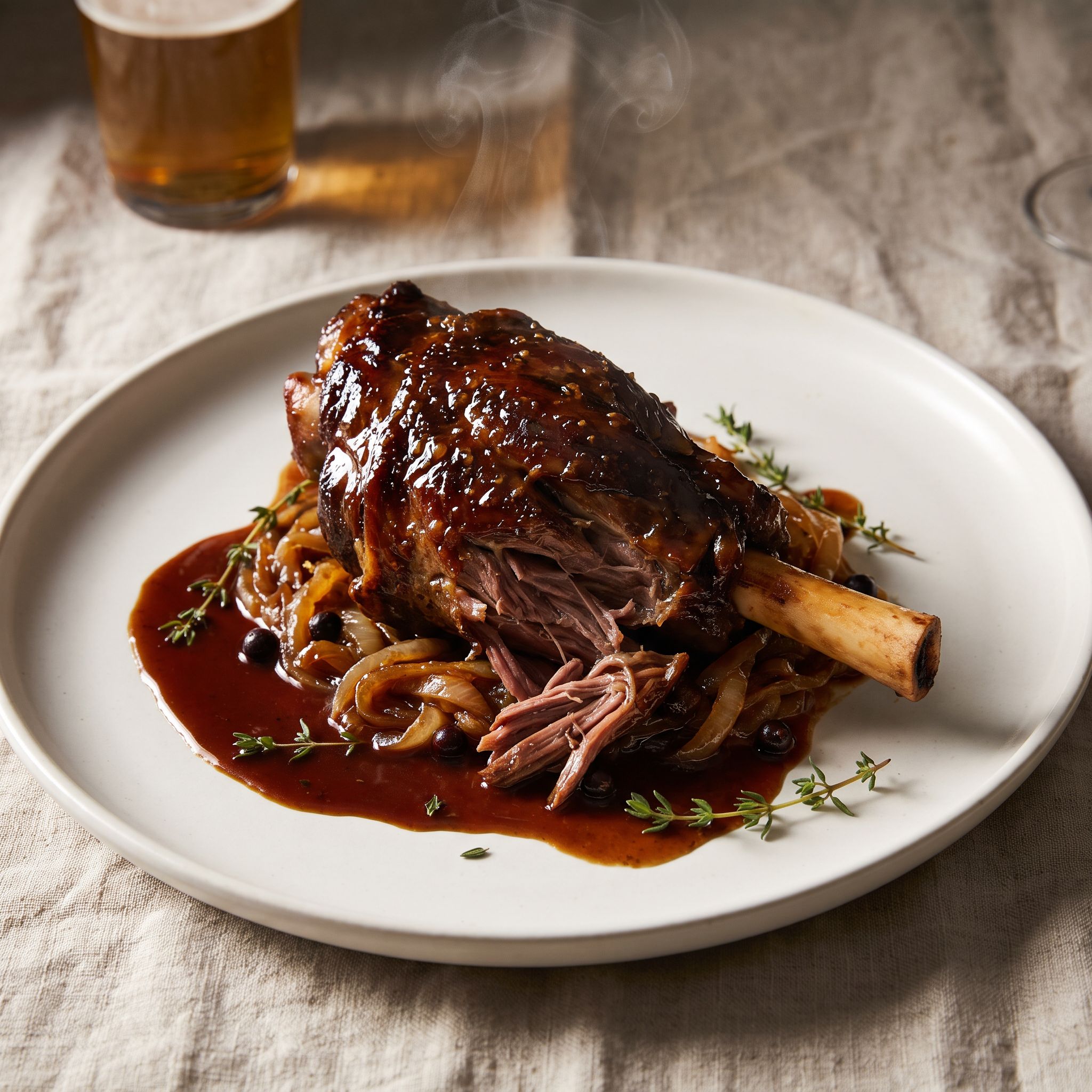 Beer Onion Venison Haxe