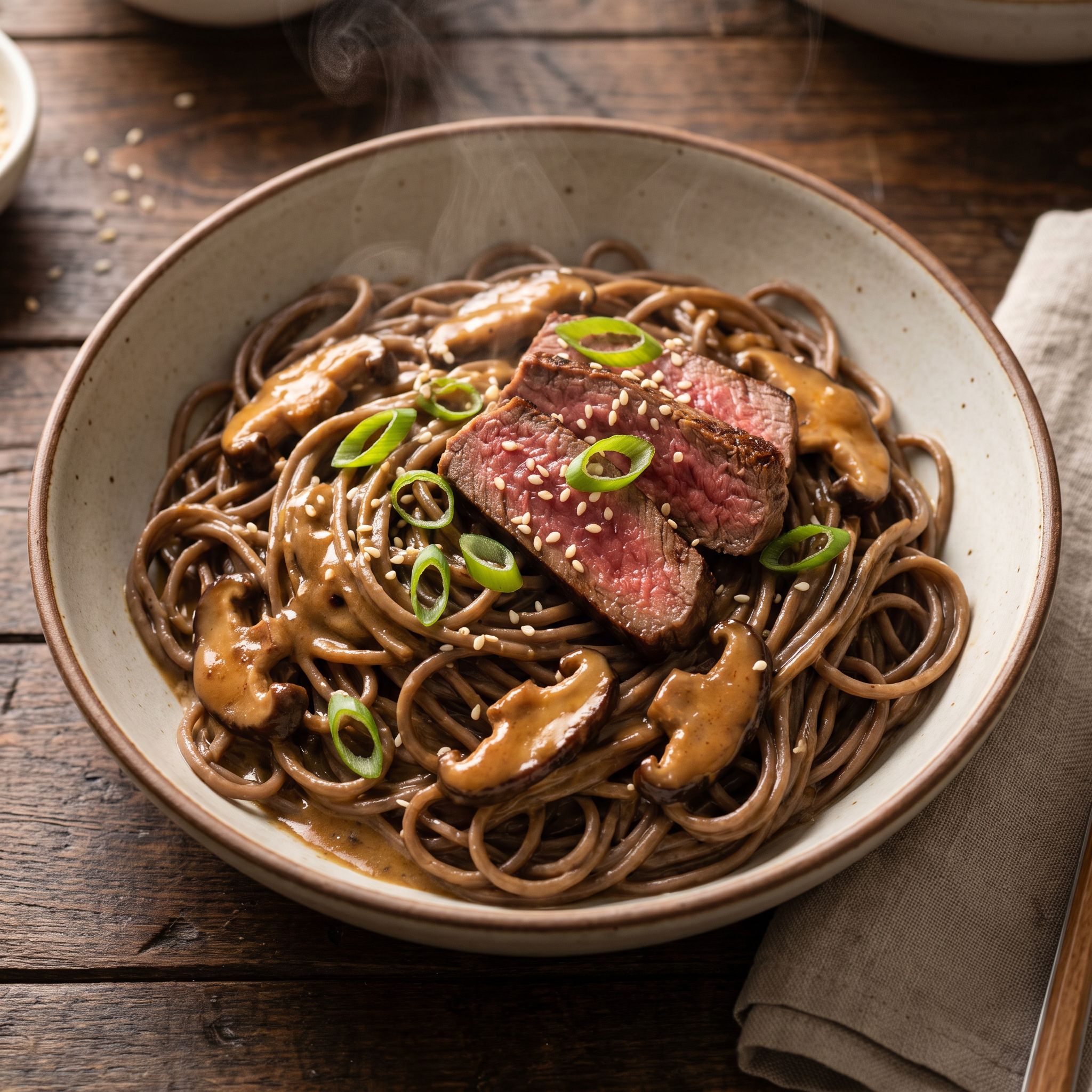 Beer Teriyaki Beef Soba