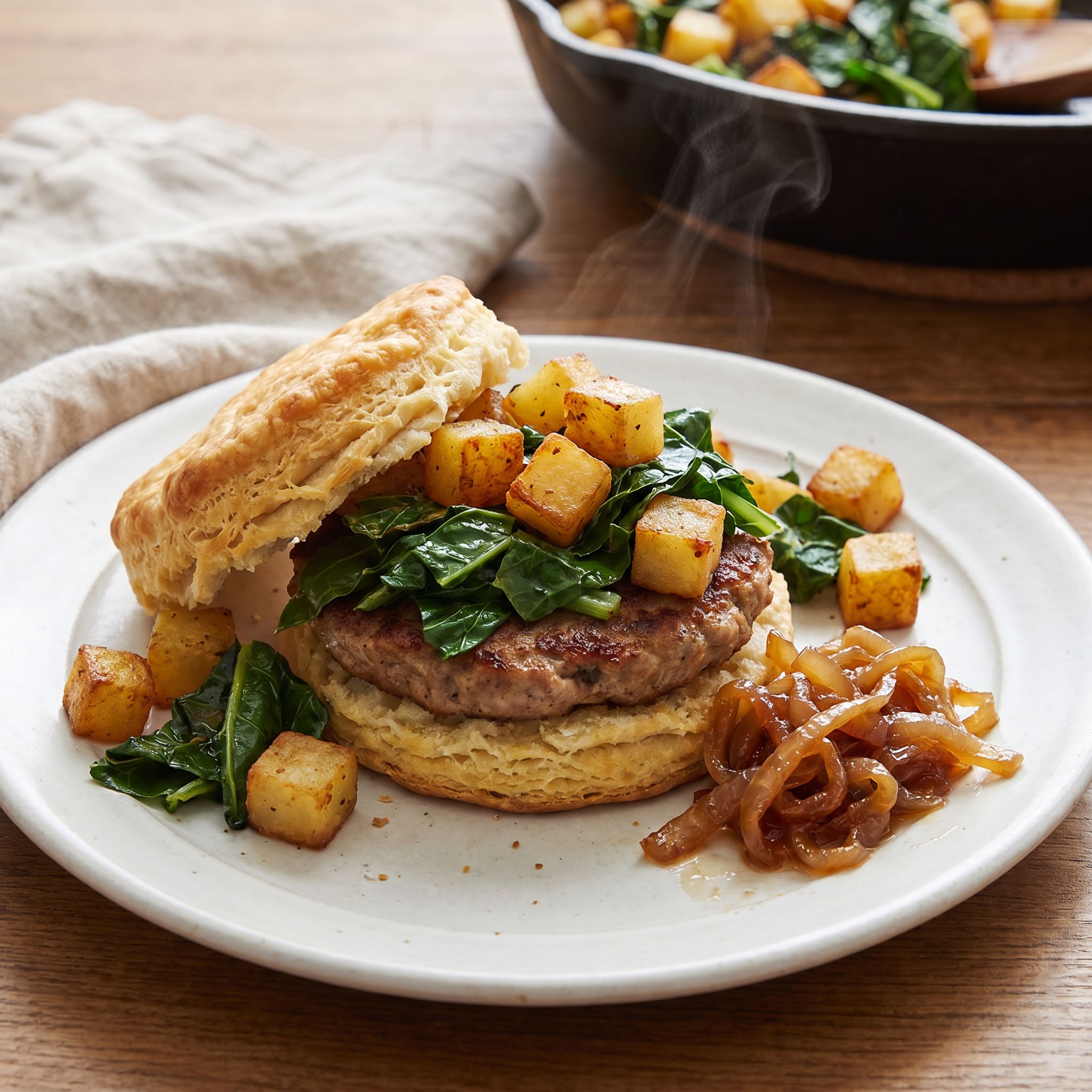 Biscuit Sandwich Collard Potato Hash