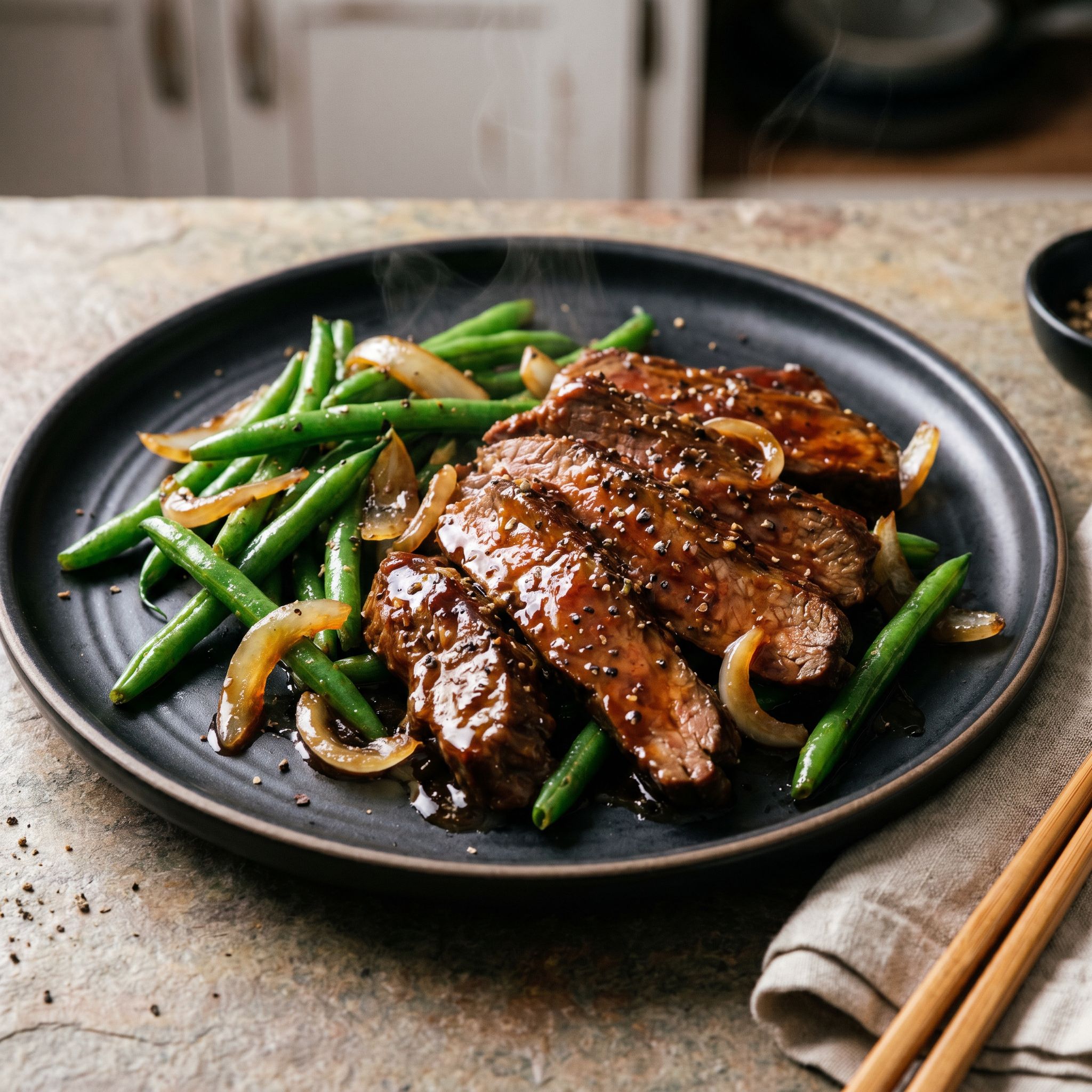 Black Pepper Honey Garlic Beef Skillet