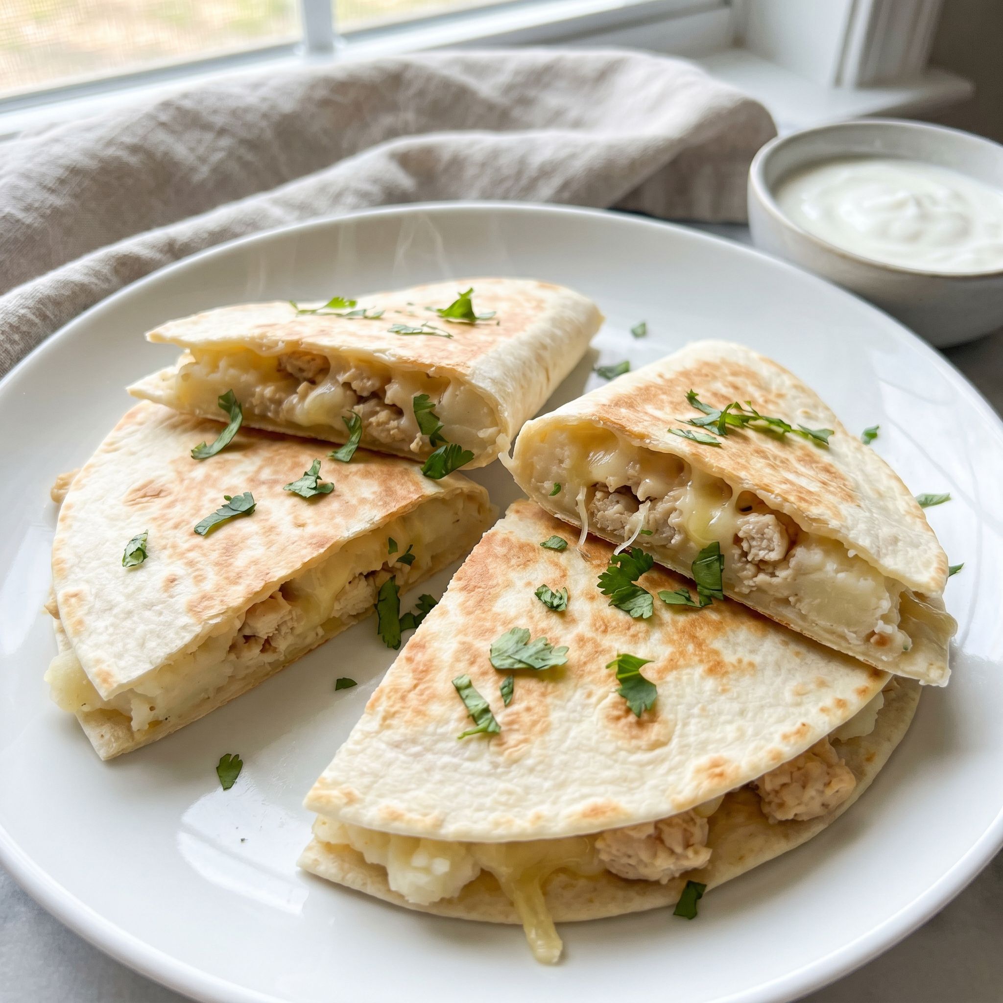 Cheesy Chicken Potato Quesadilla Bites