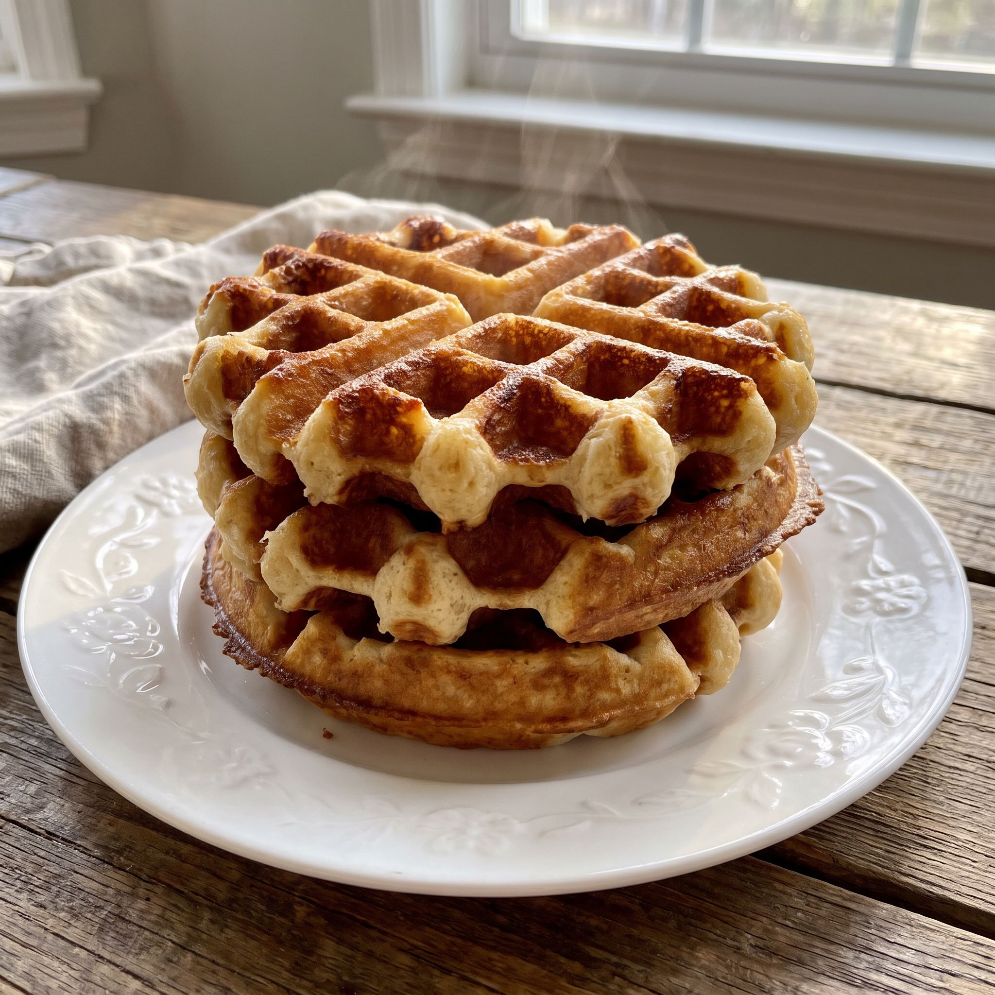 Crispy Buttermilk Waffle Stacks
