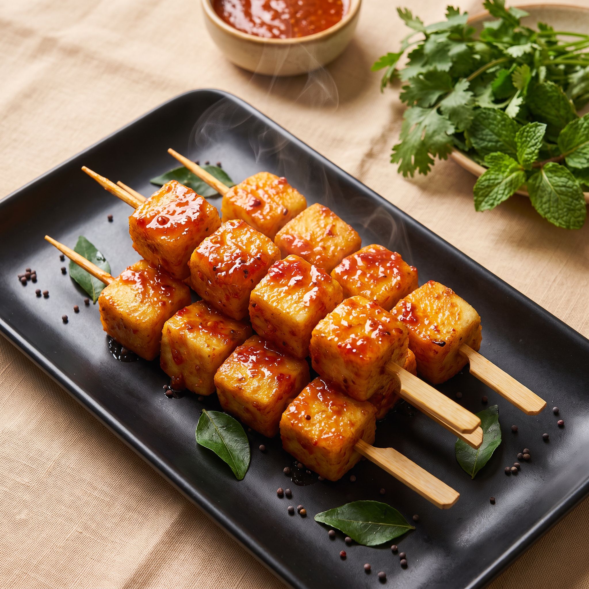 Crispy Chilli Idli Skewers