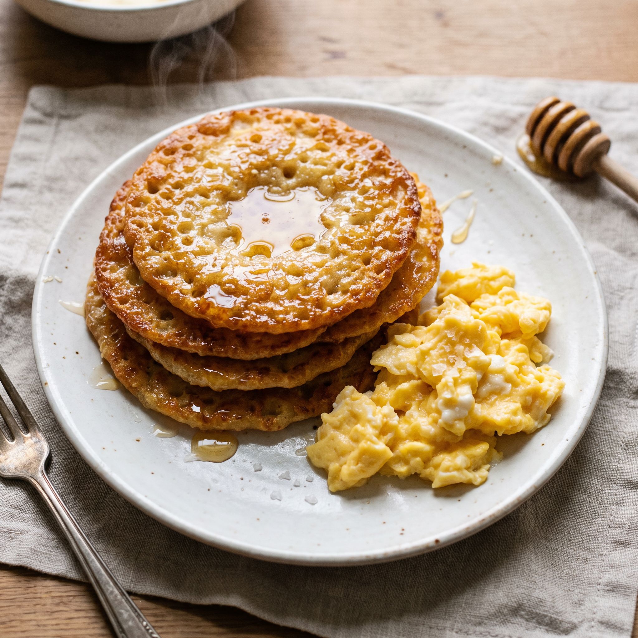 Crispy Honey Egg Flatbreads