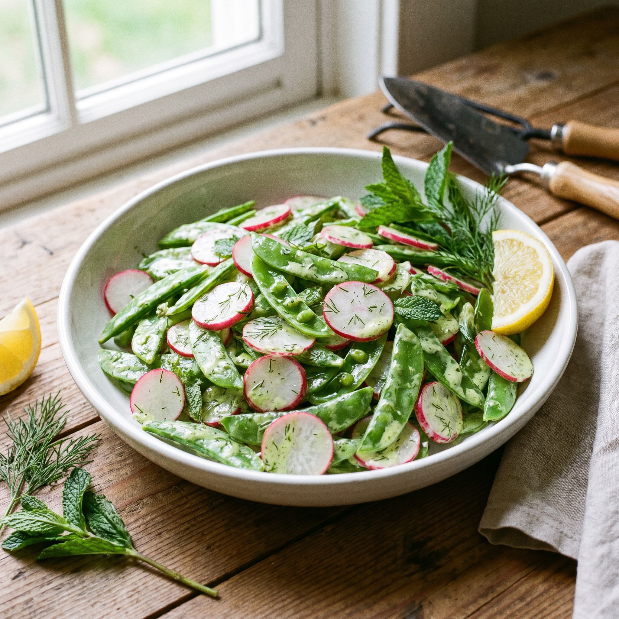 Crispy Snap Pea Radish Slaw