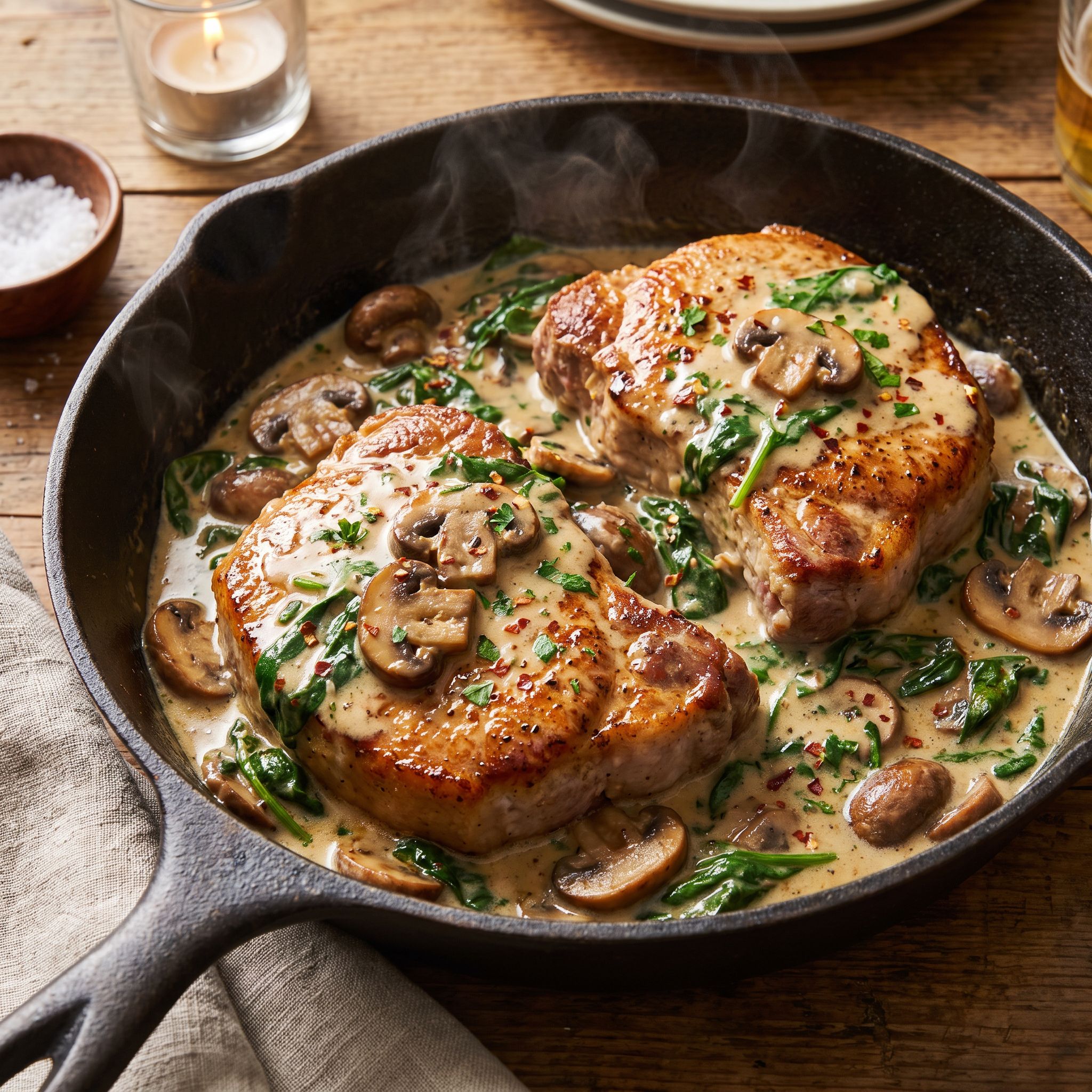 Dragonfire Creamy Garlic Pork Skillet