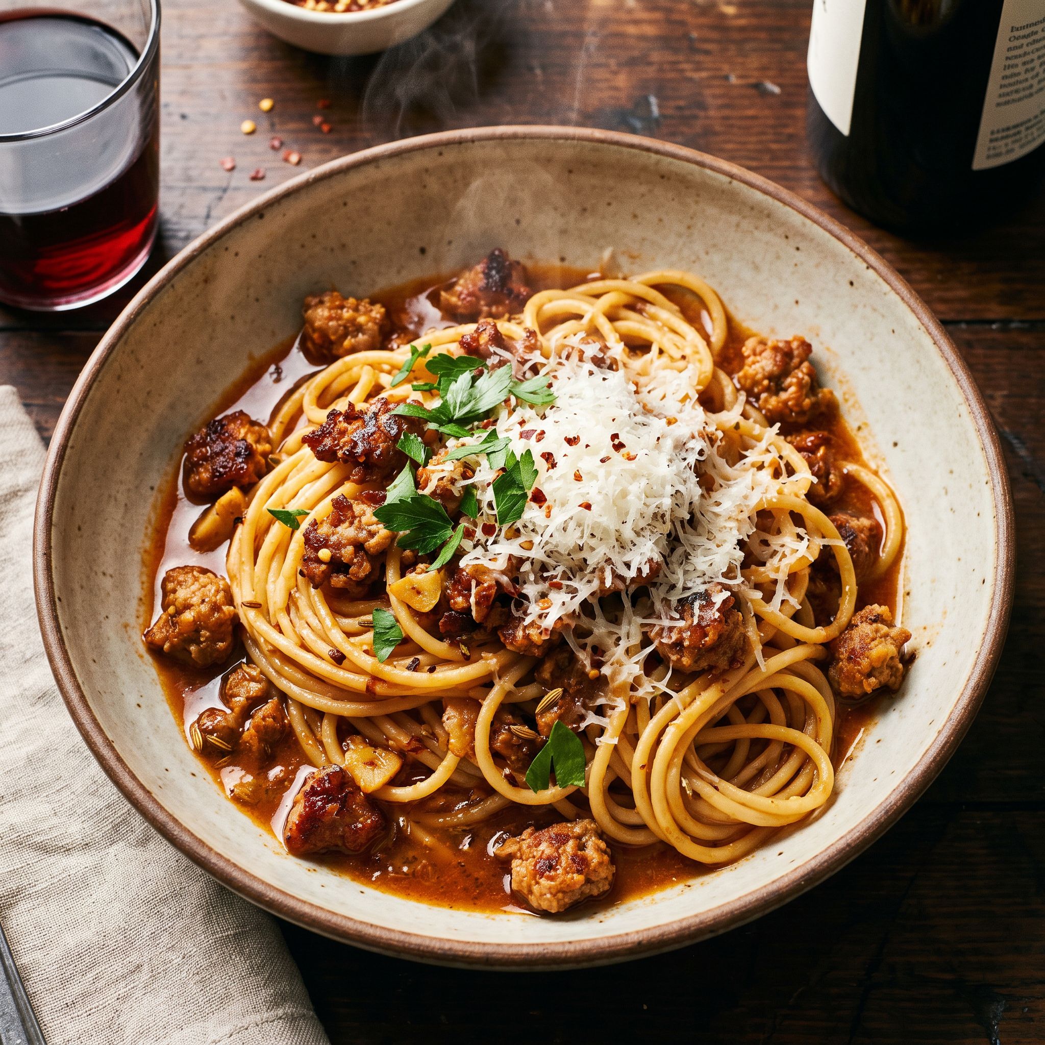 Dragonfire Sausage Spaghetti