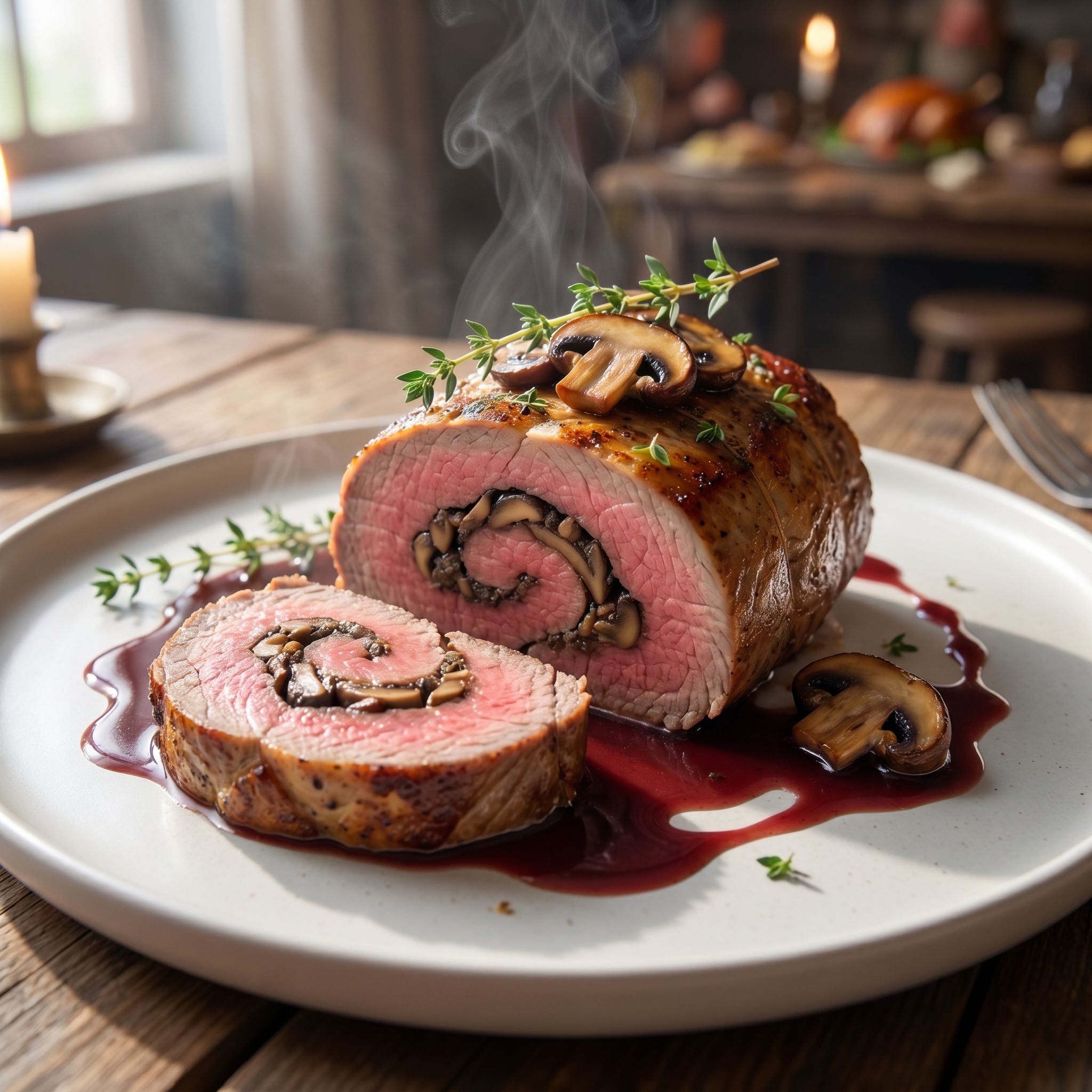 Enchanted Mushroom-Stuffed Beef Tenderloin
