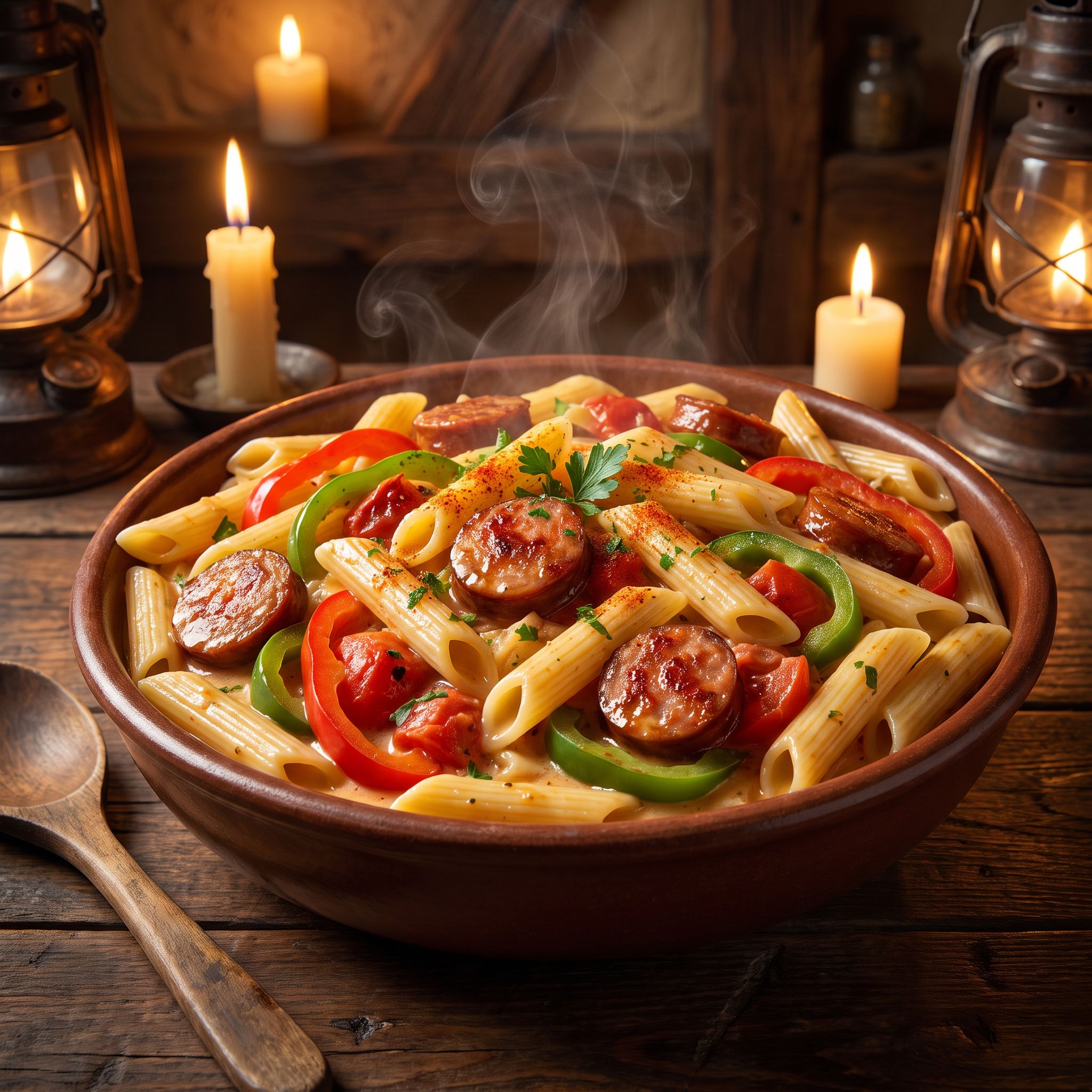 Fireside Cajun Pork Sausage Pasta