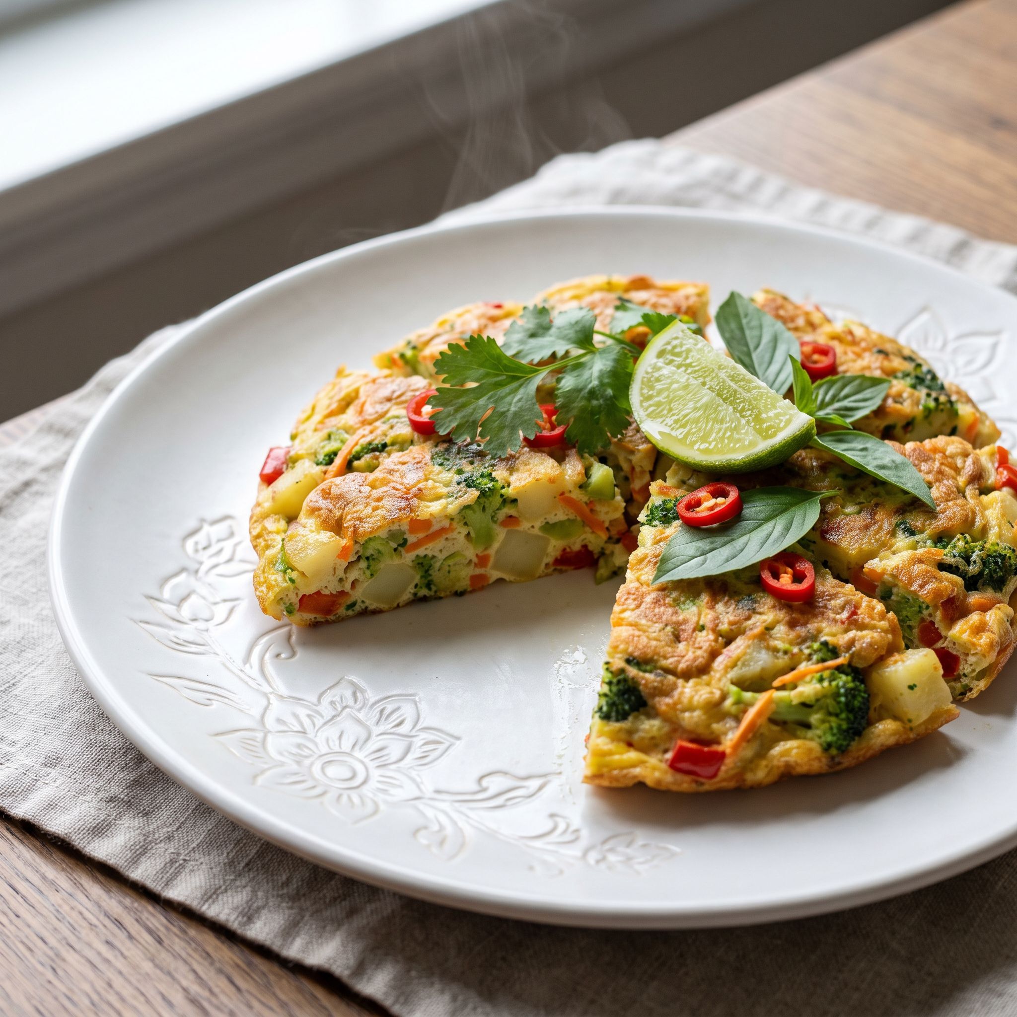 Fresh Thai Broccoli Potato Omelette