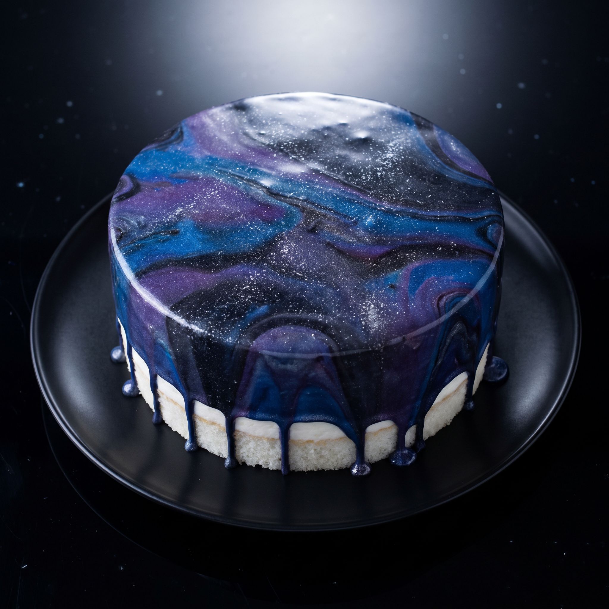 Galaxy Mirror Glaze Birthday Cake