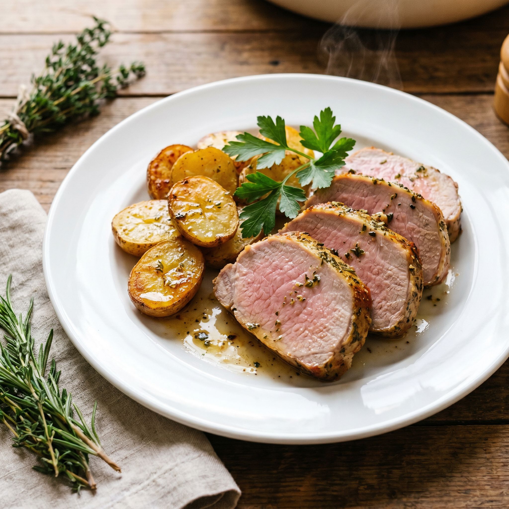 Garlic Herb Butter Pork Loin Roast