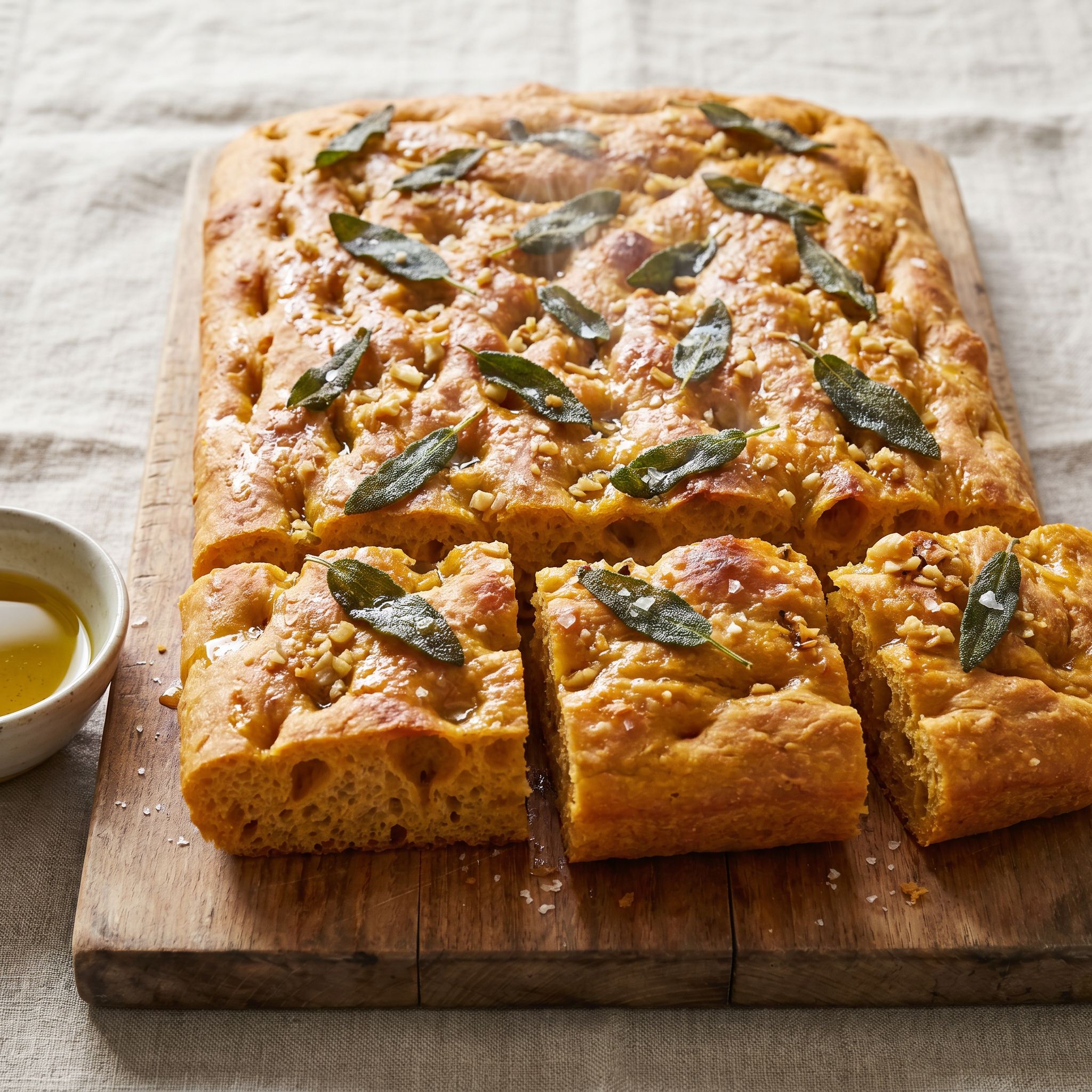 Garlic Sage Pumpkin Focaccia Bread