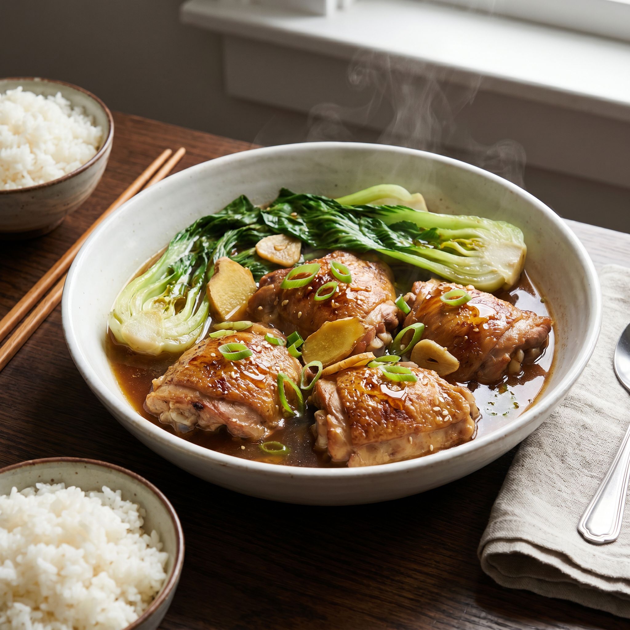 Ginger Soy Chicken Bok Choy Stew