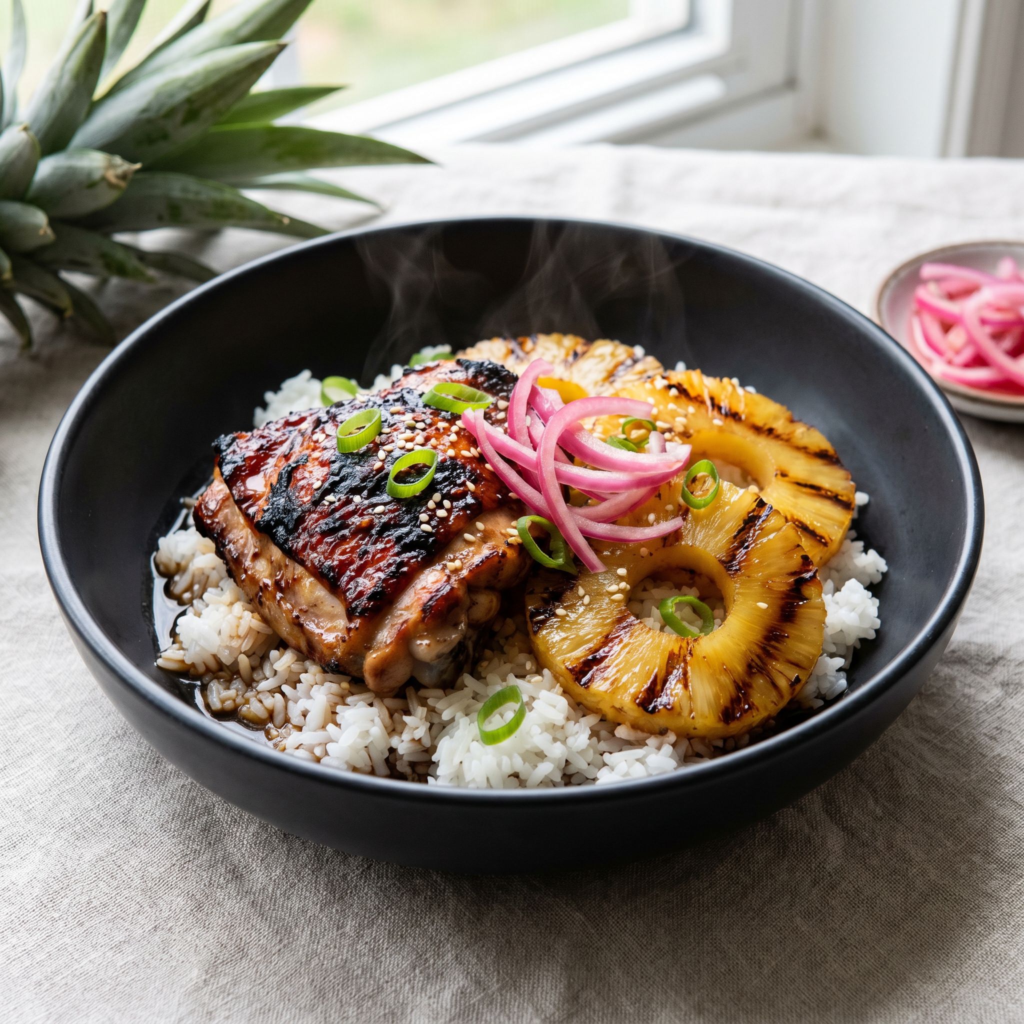 Hawaiian Shoyu Chicken Pineapple Bowls