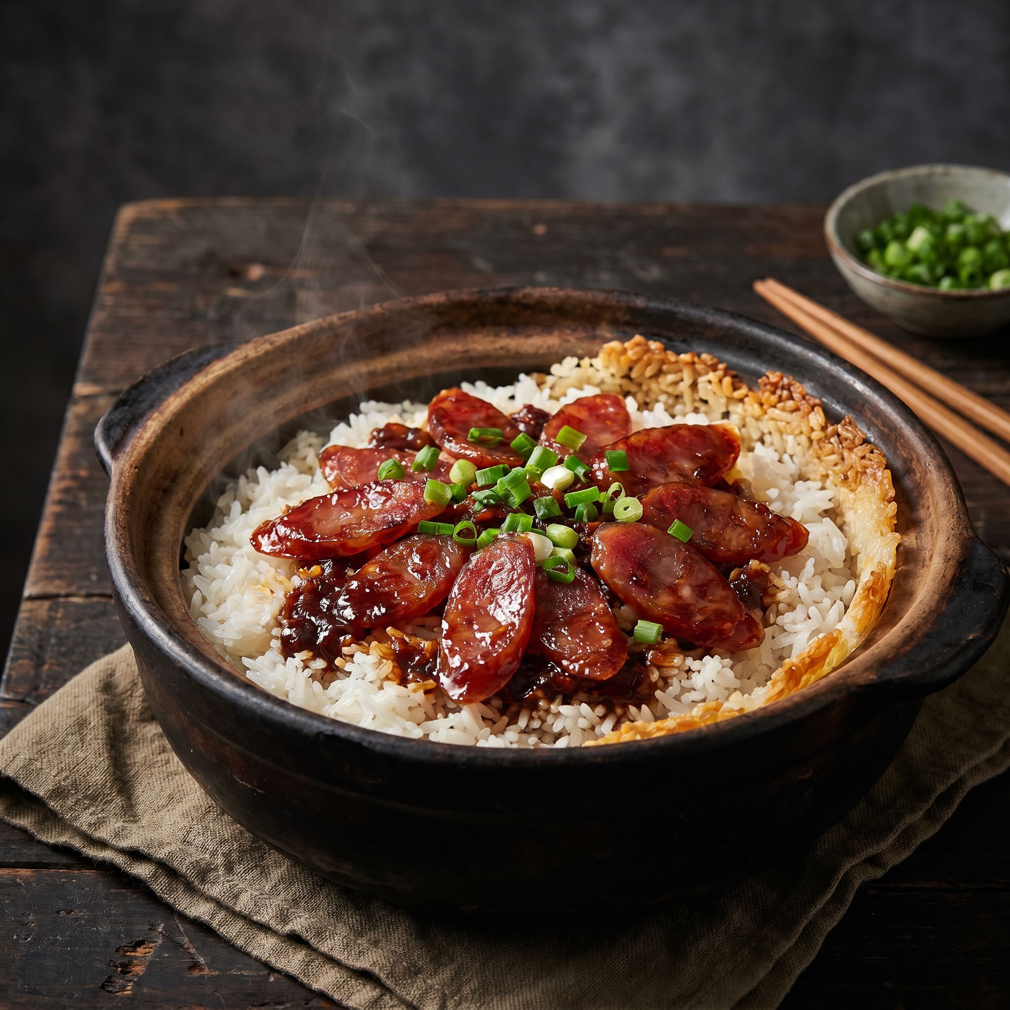 Hunan Spicy Sausage Claypot Rice