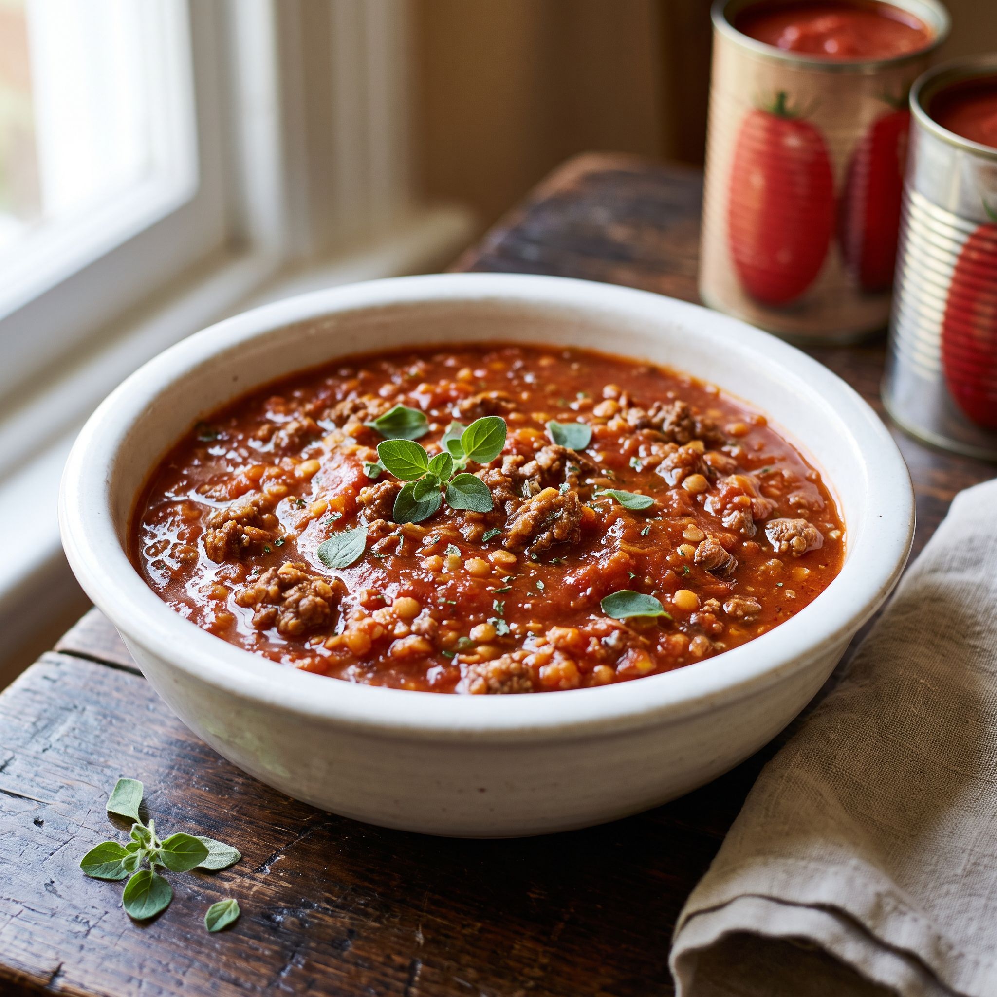 Italian Beef Tomato Sauce with Lentils