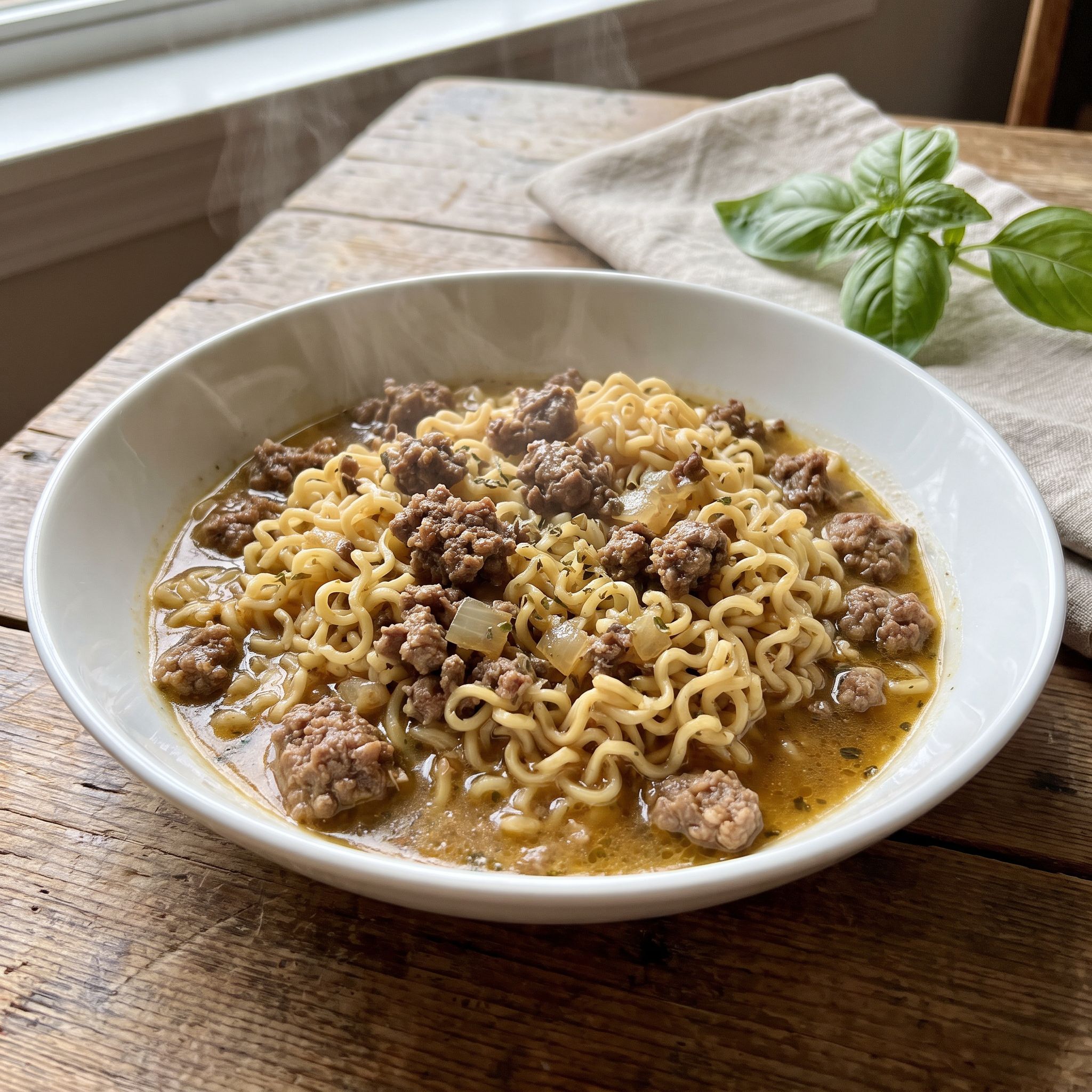 Italian-Style Ramen Beef Skillet
