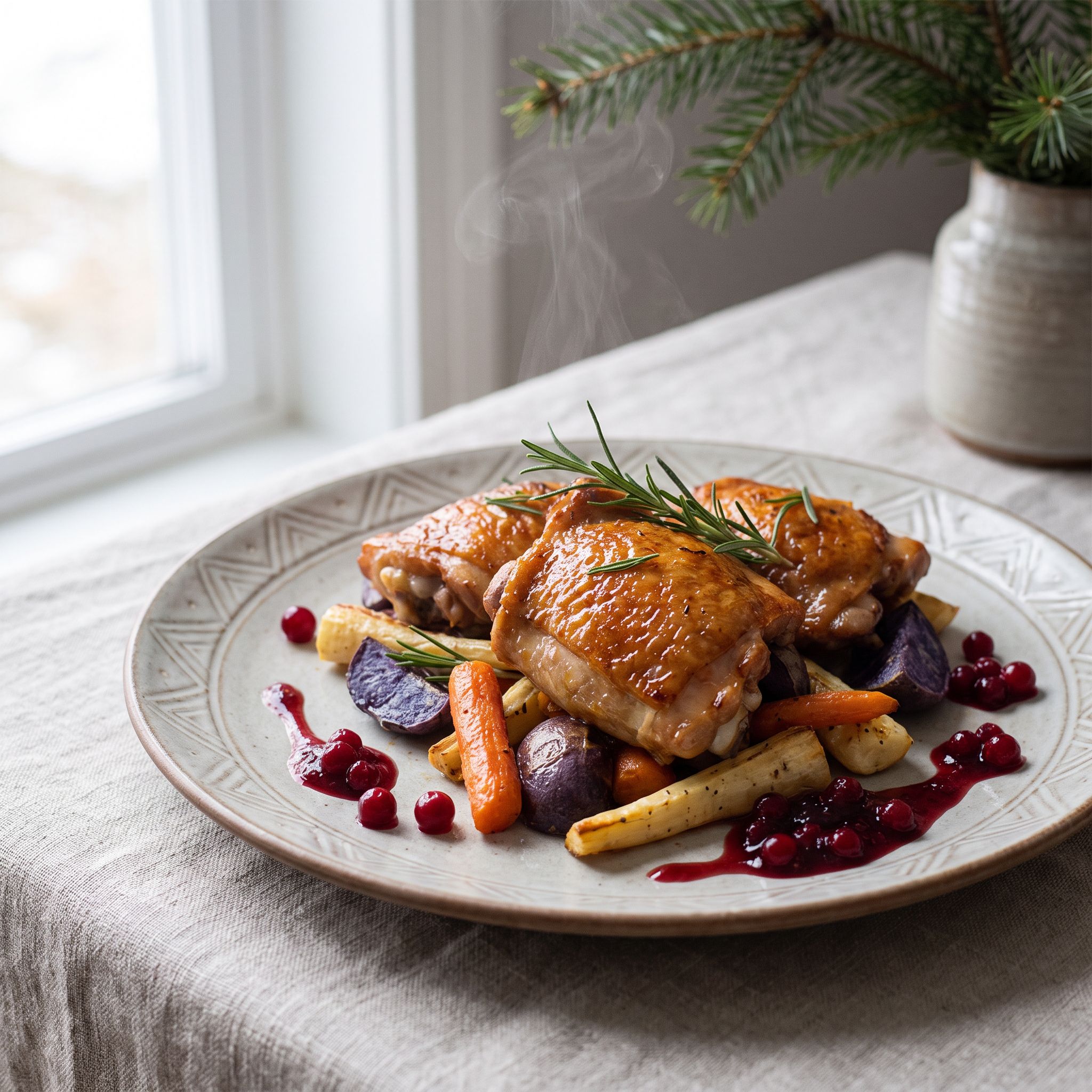 Juniper-Smoked Norwegian Chicken Thighs