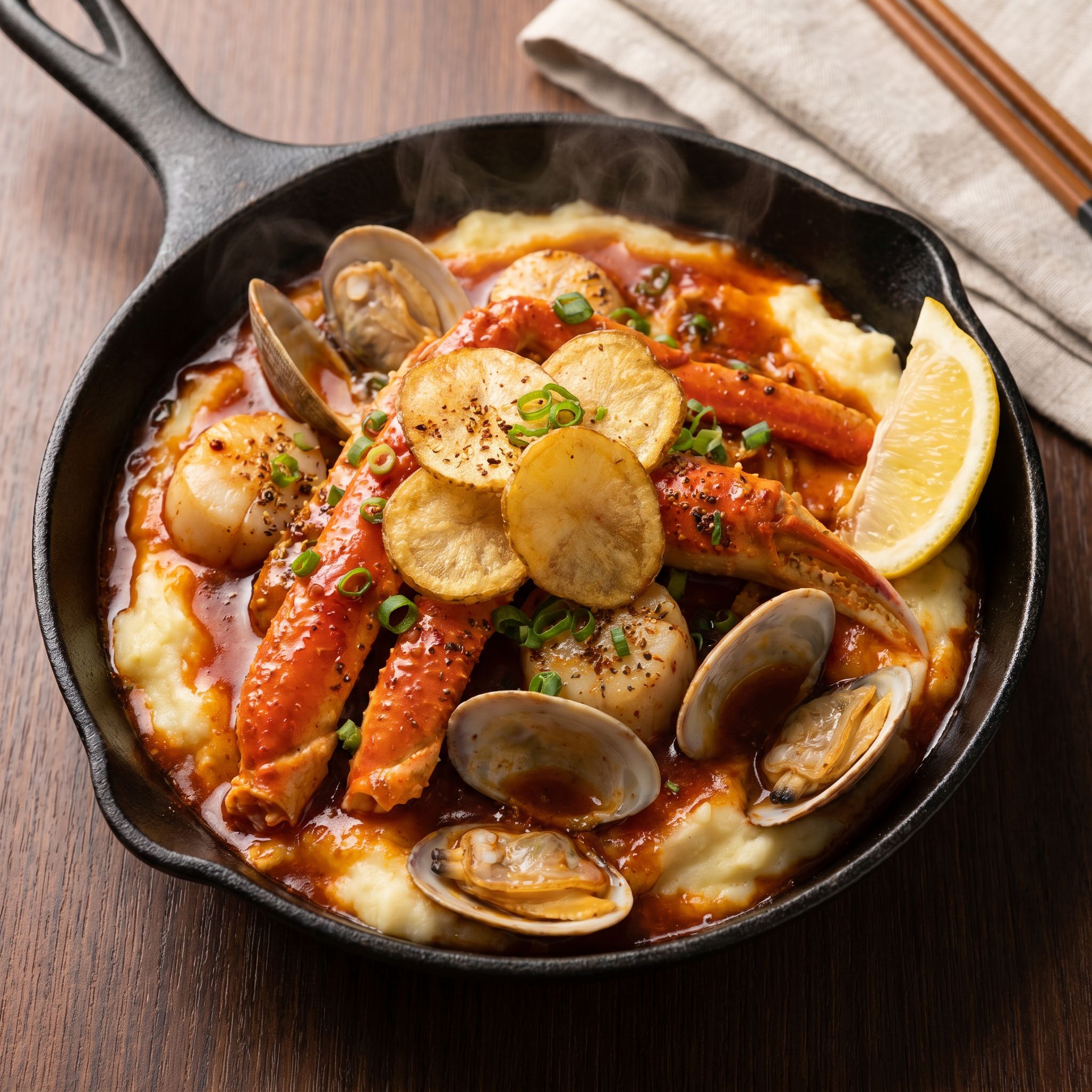 Korean Spicy Crab Scallop Bake