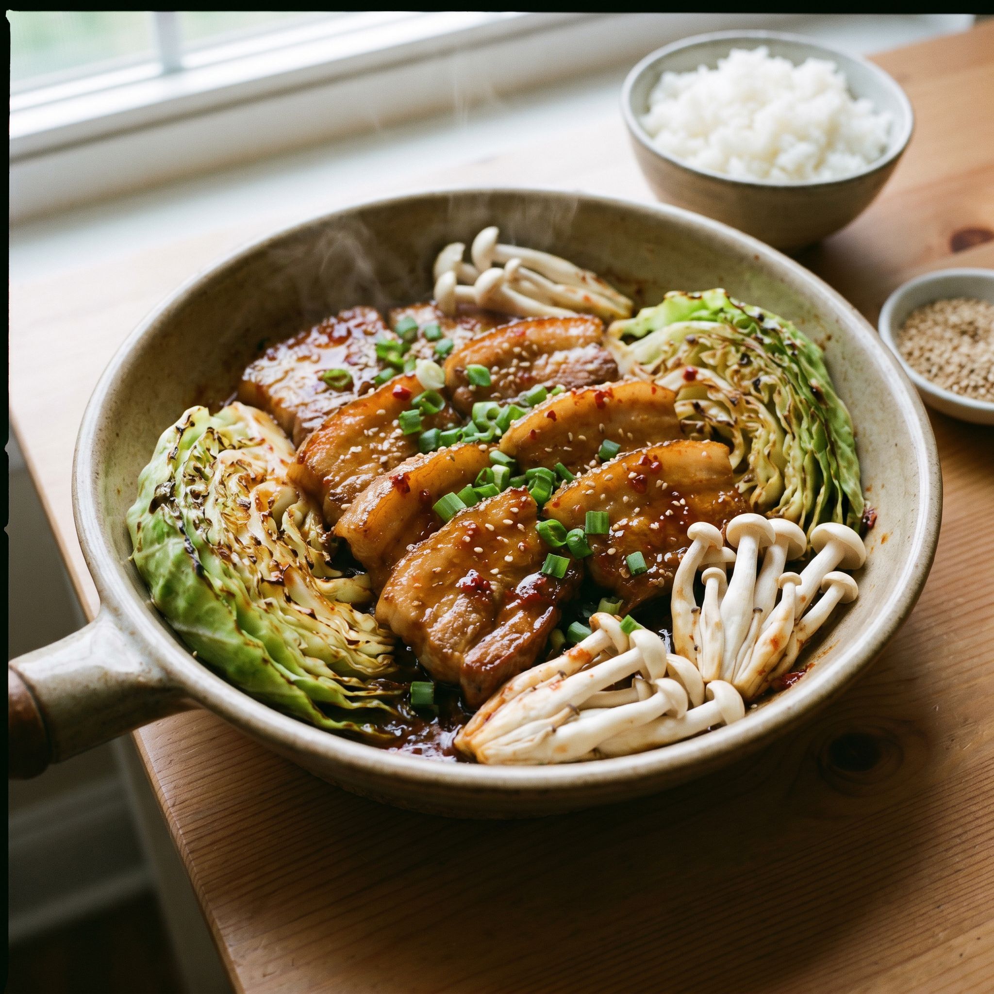 Korean-Style Spicy Pork Cabbage Skillet