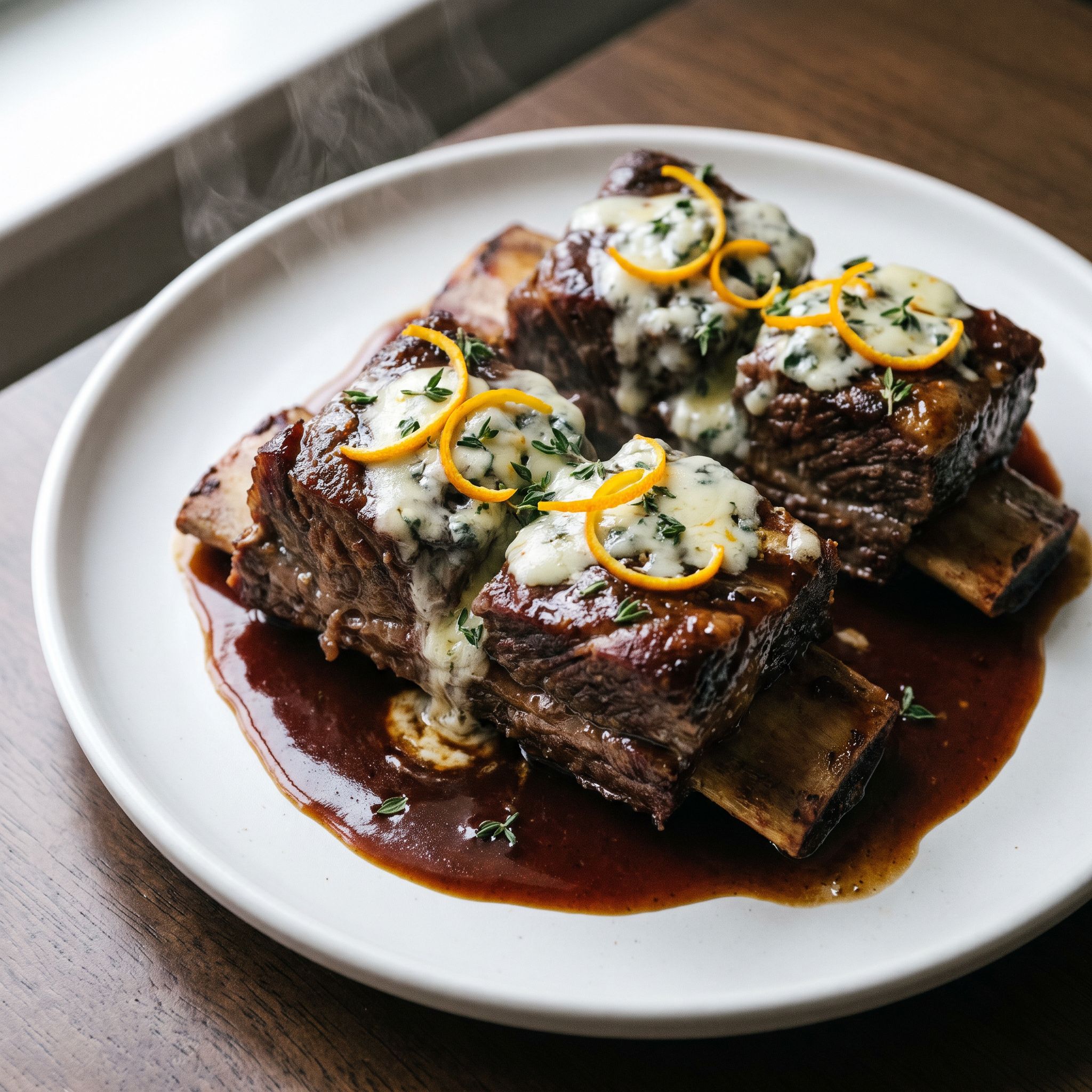 Luxury Beef Short Ribs with Roquefort and Citrus