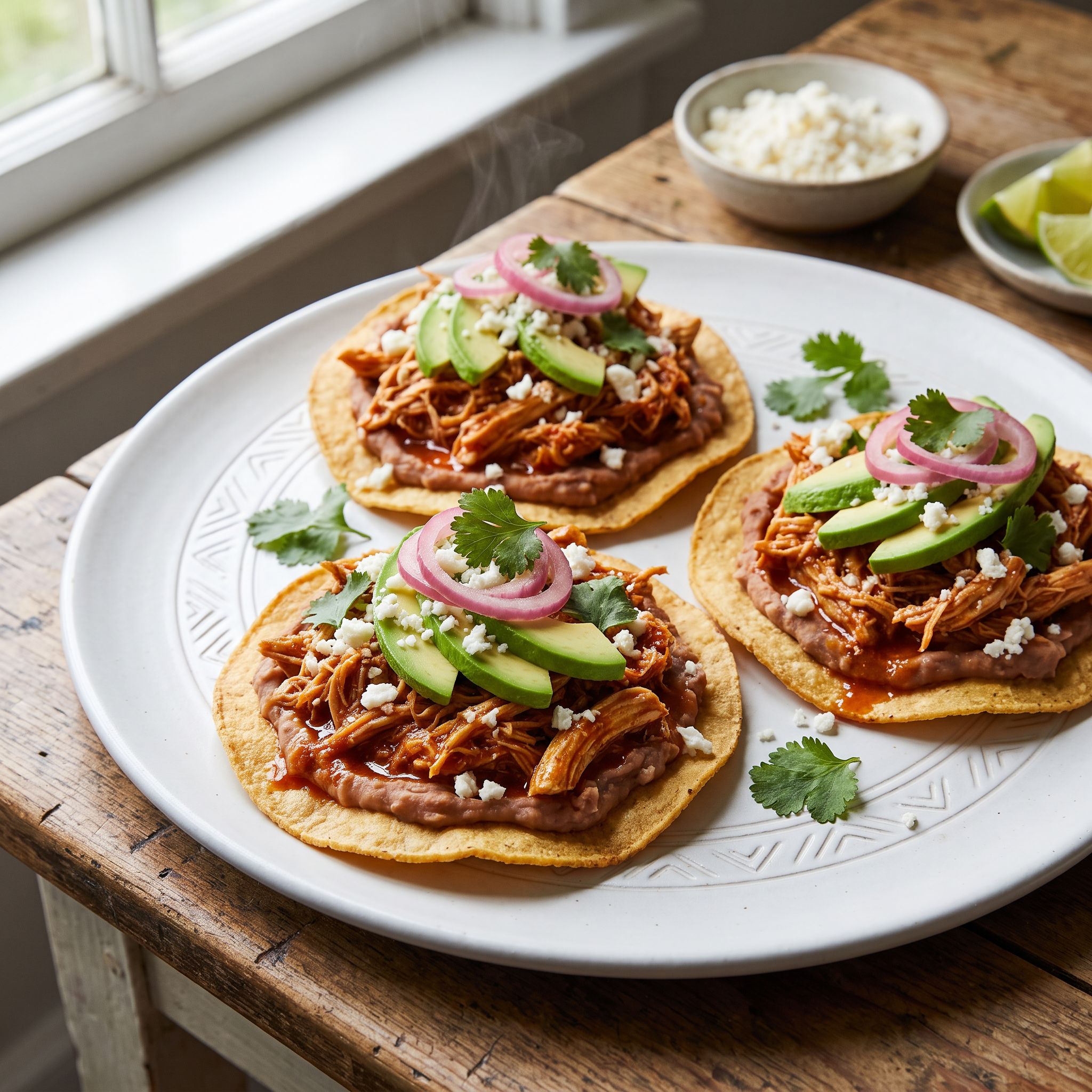 Mexican Tinga Chicken Tostadas
