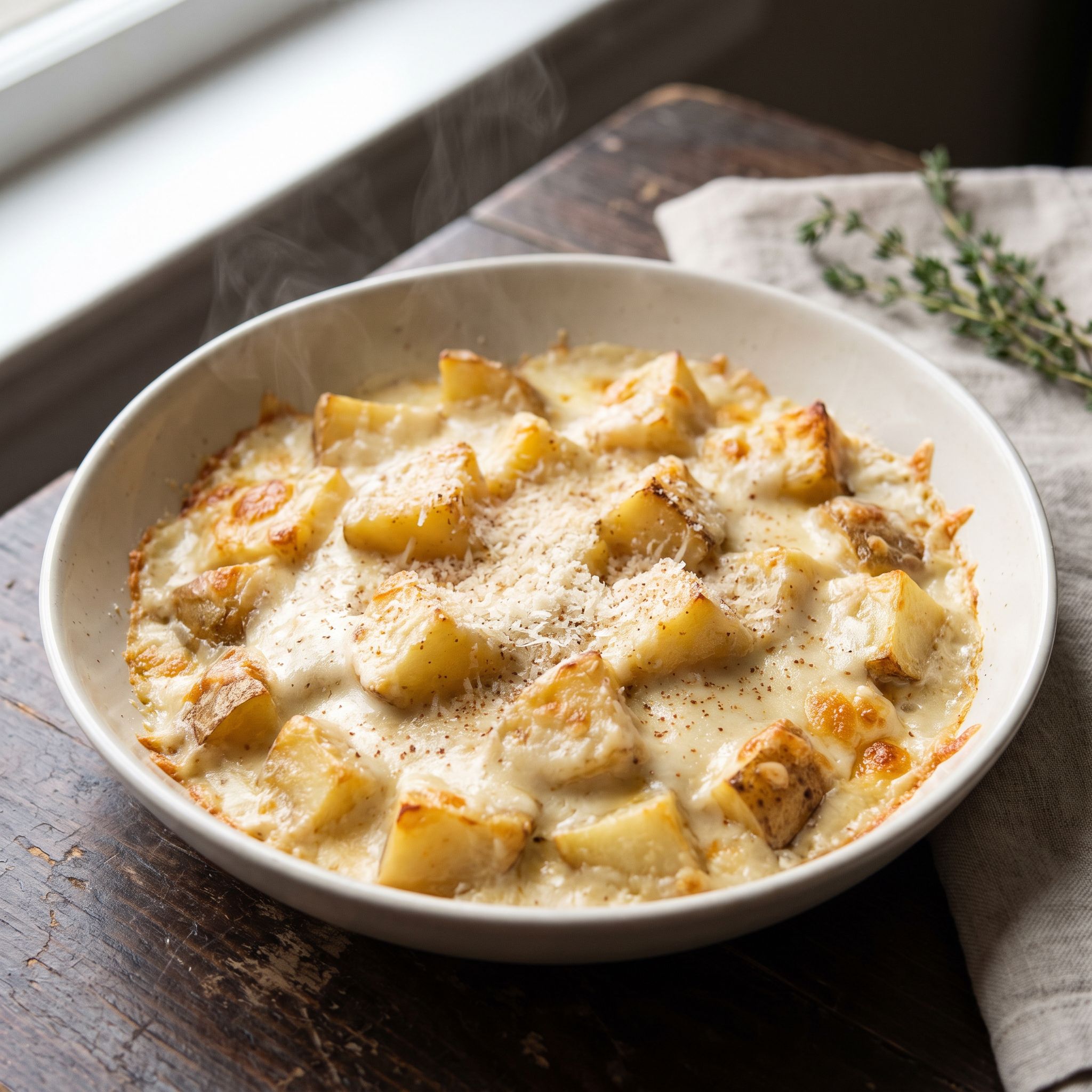 Microwave Russet Cream au Gratin