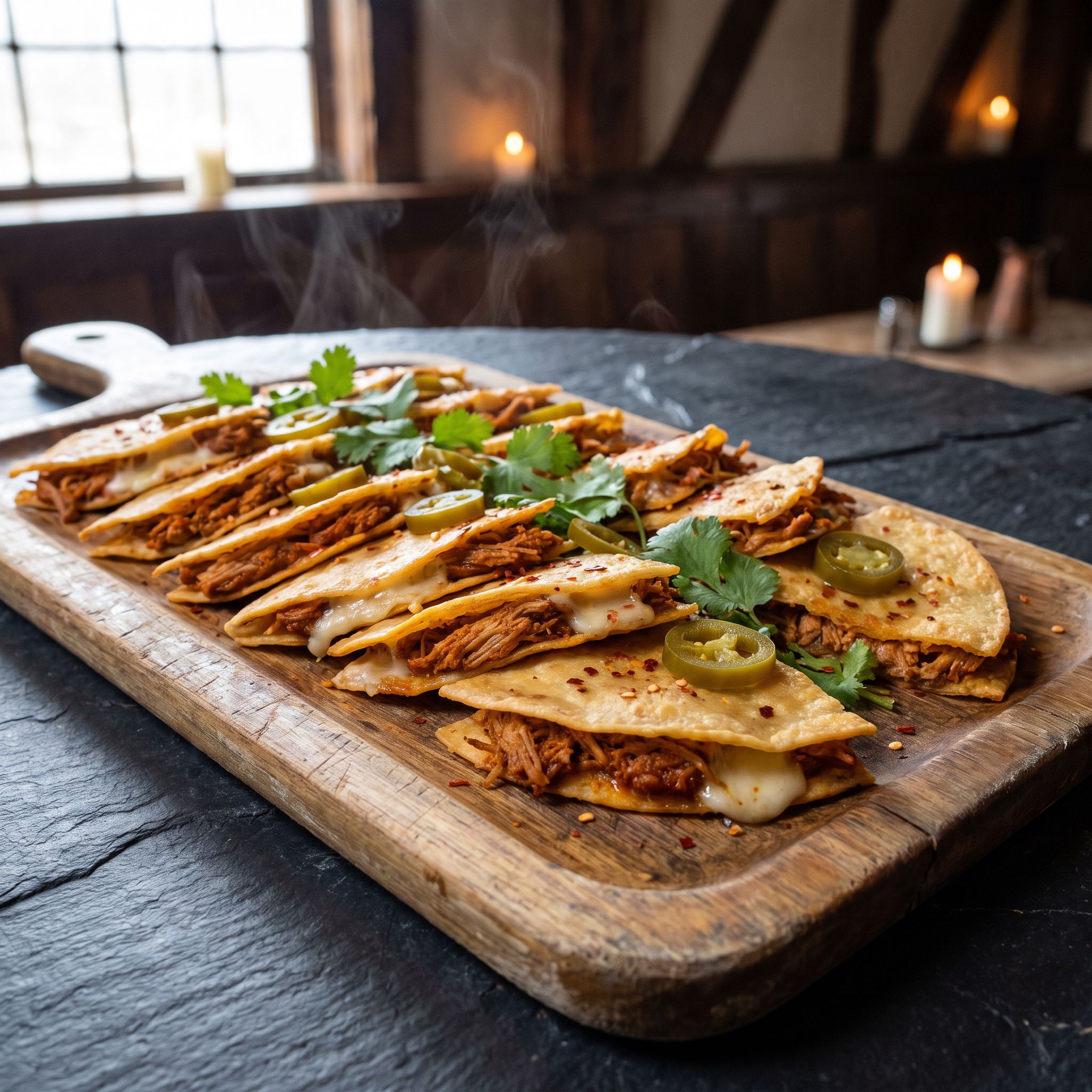Mystic Pork Chilorio Quesadilla Bites