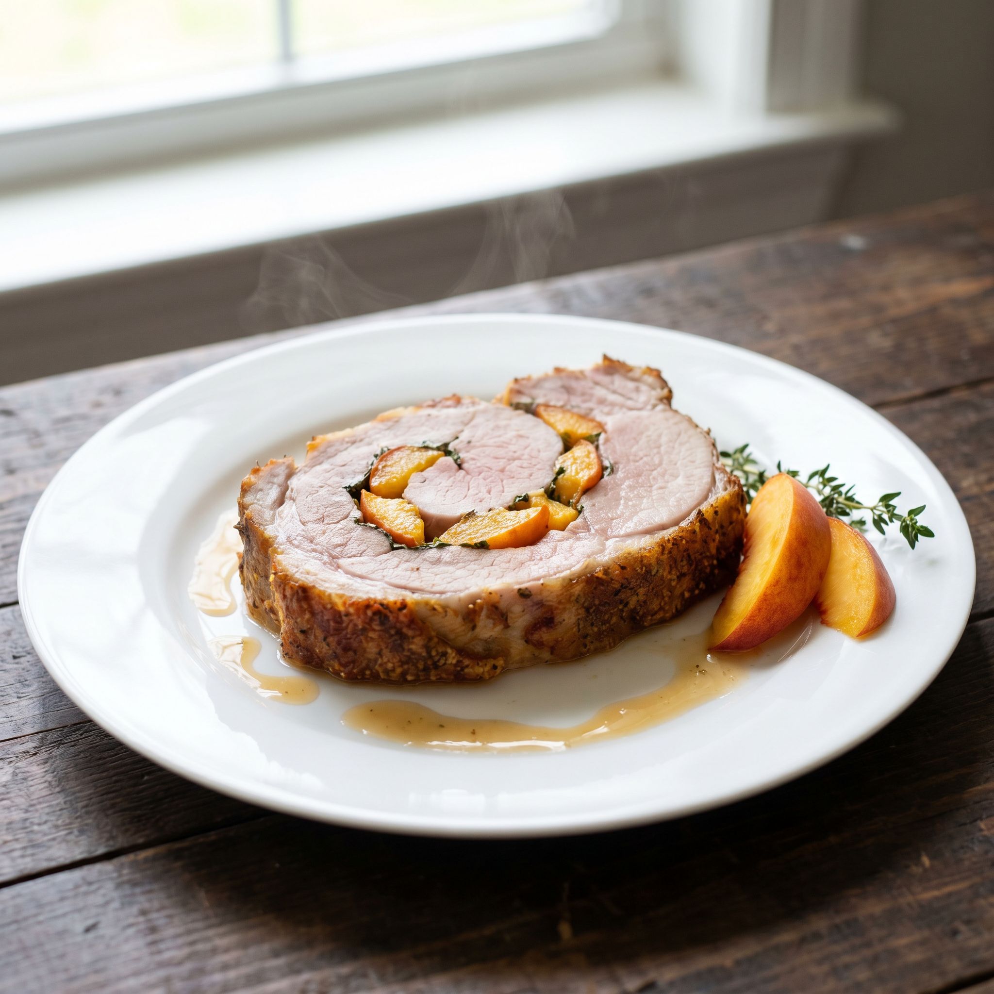 Peach Creole Stuffed Pork Butt