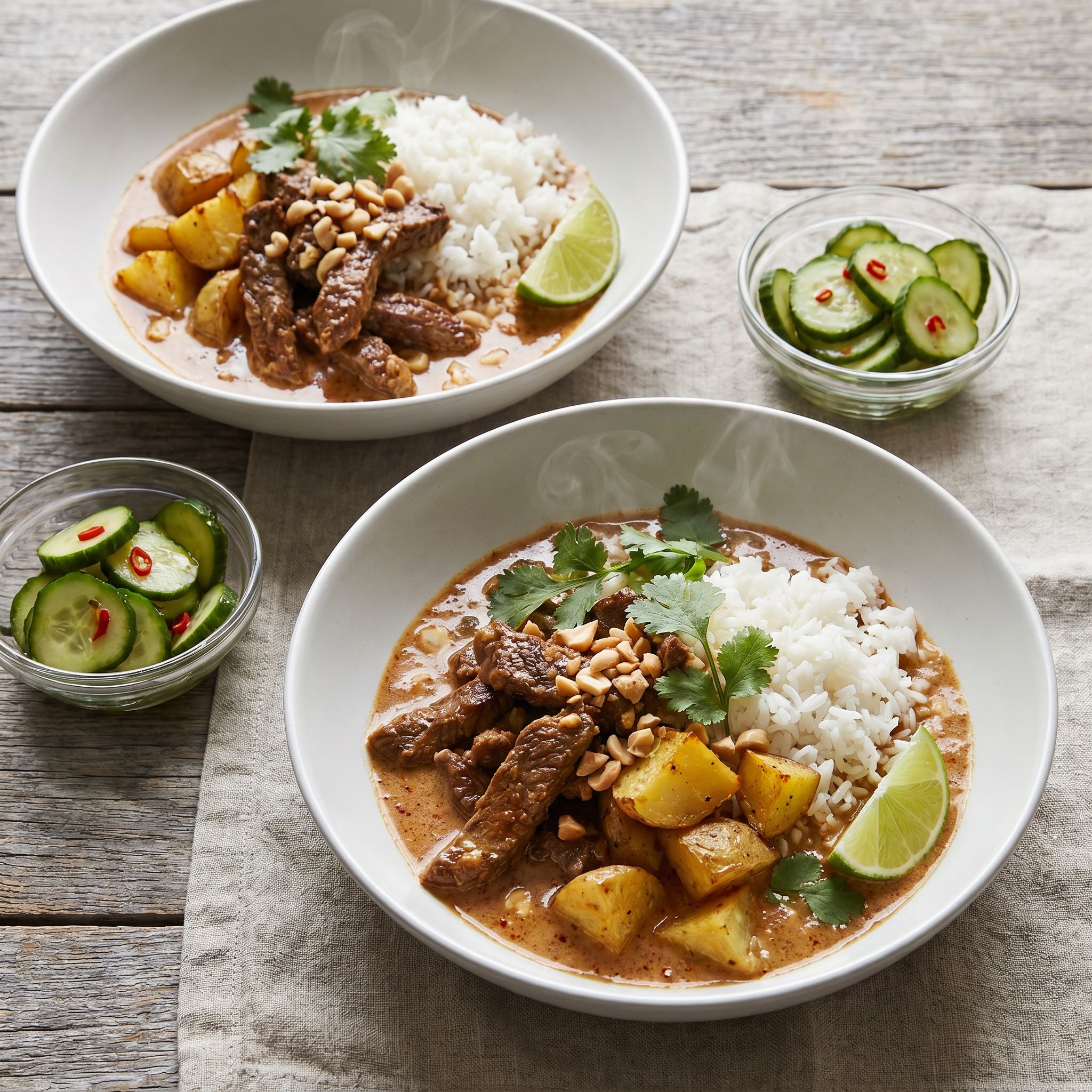 Quick Massaman Beef Rice Bowls