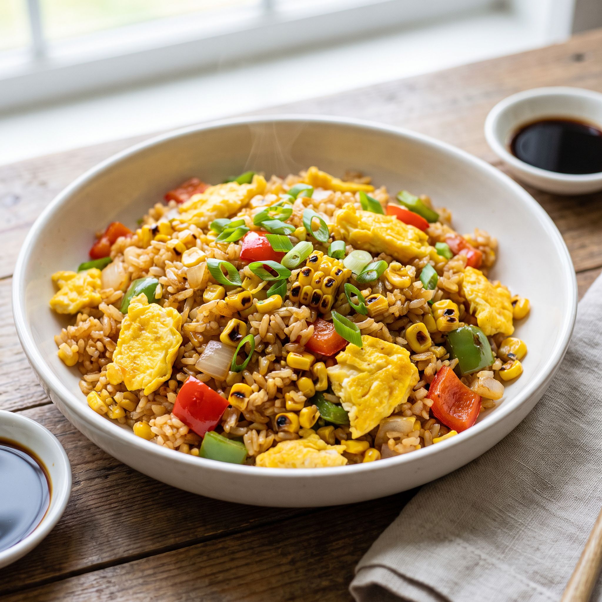 Roasted Vegetable Fried Rice with Egg