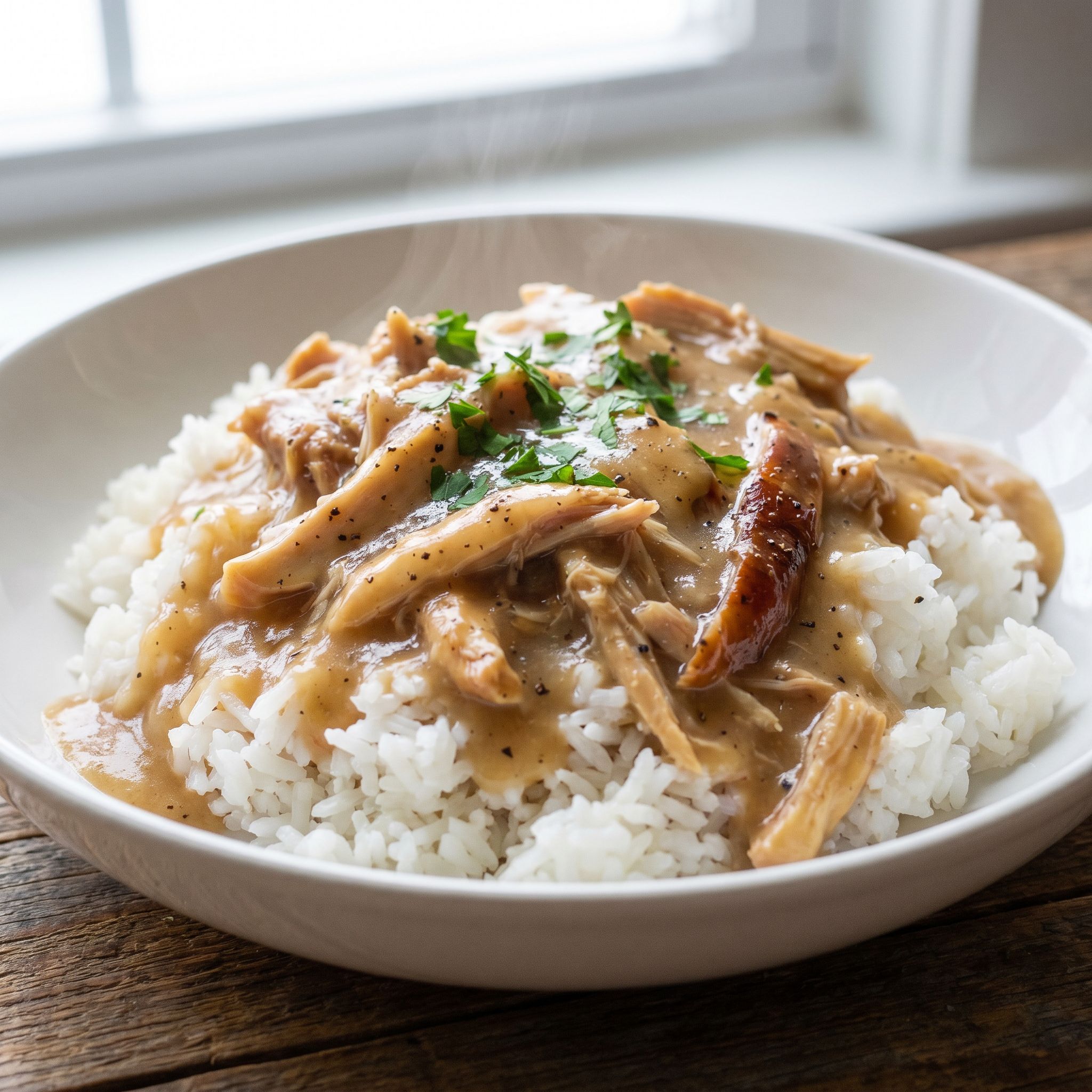 Rotisserie Chicken Gravy over Rice