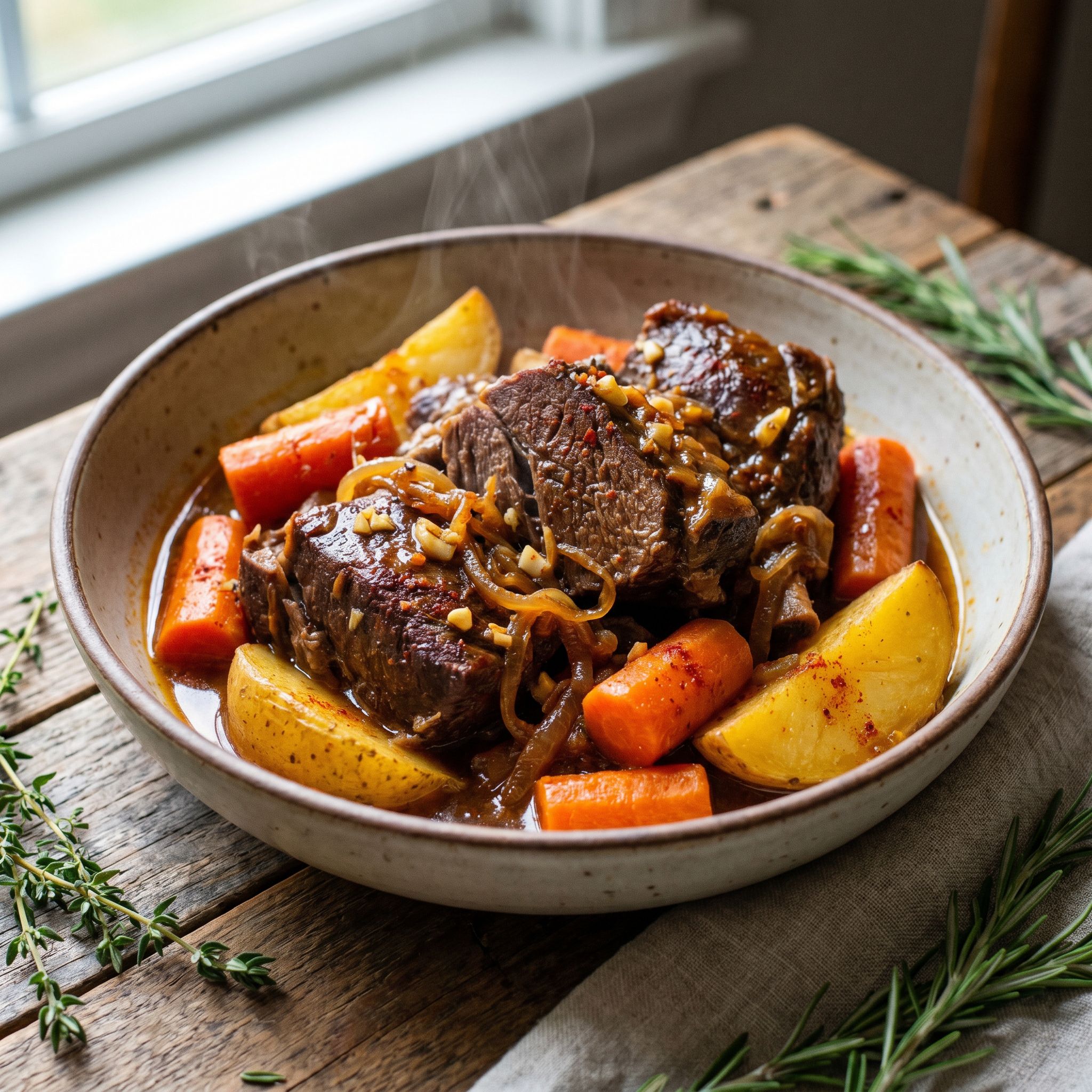 Rustic Onion Carrot Bear Shank Braise