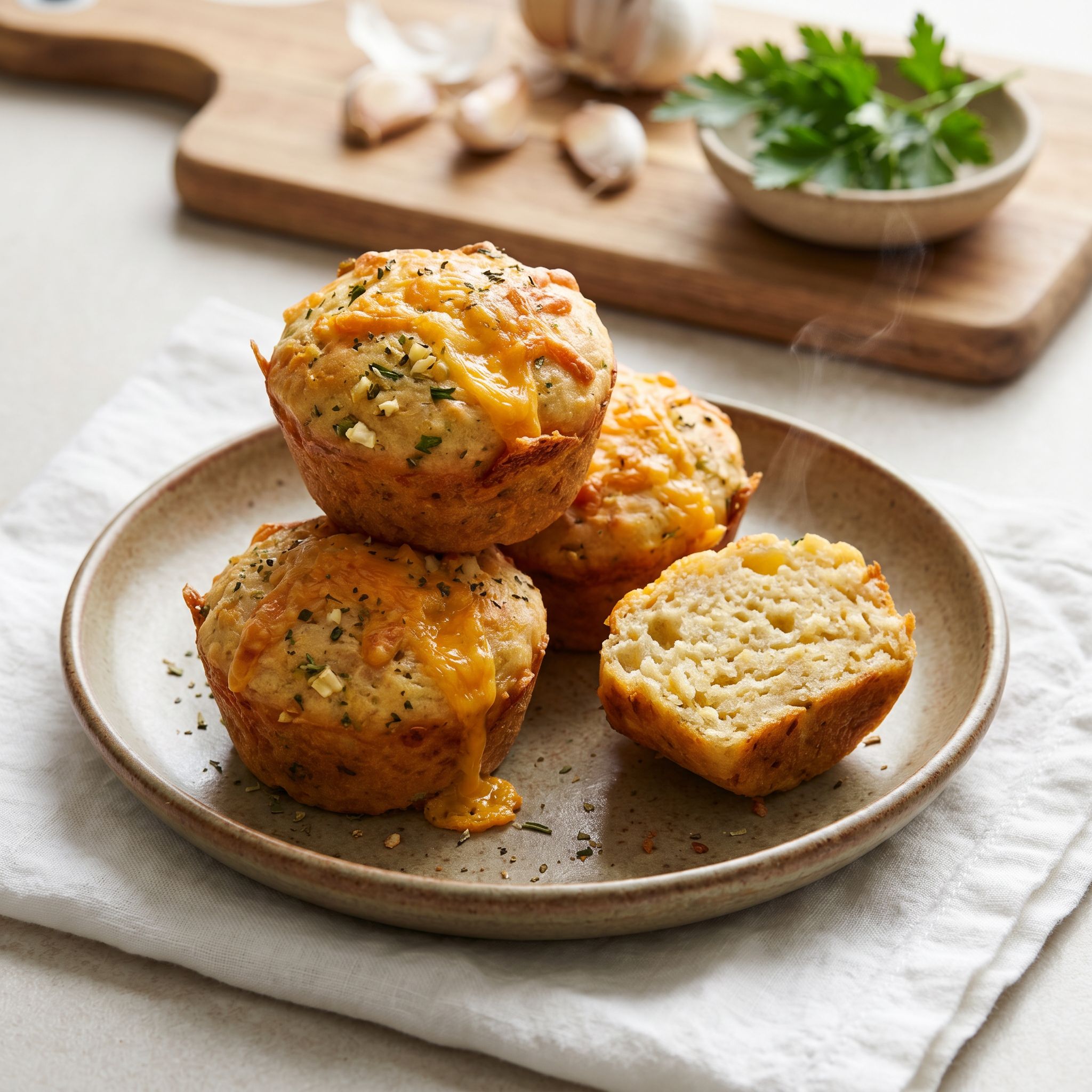 Savory Chickpea Cheese Garlic Muffins