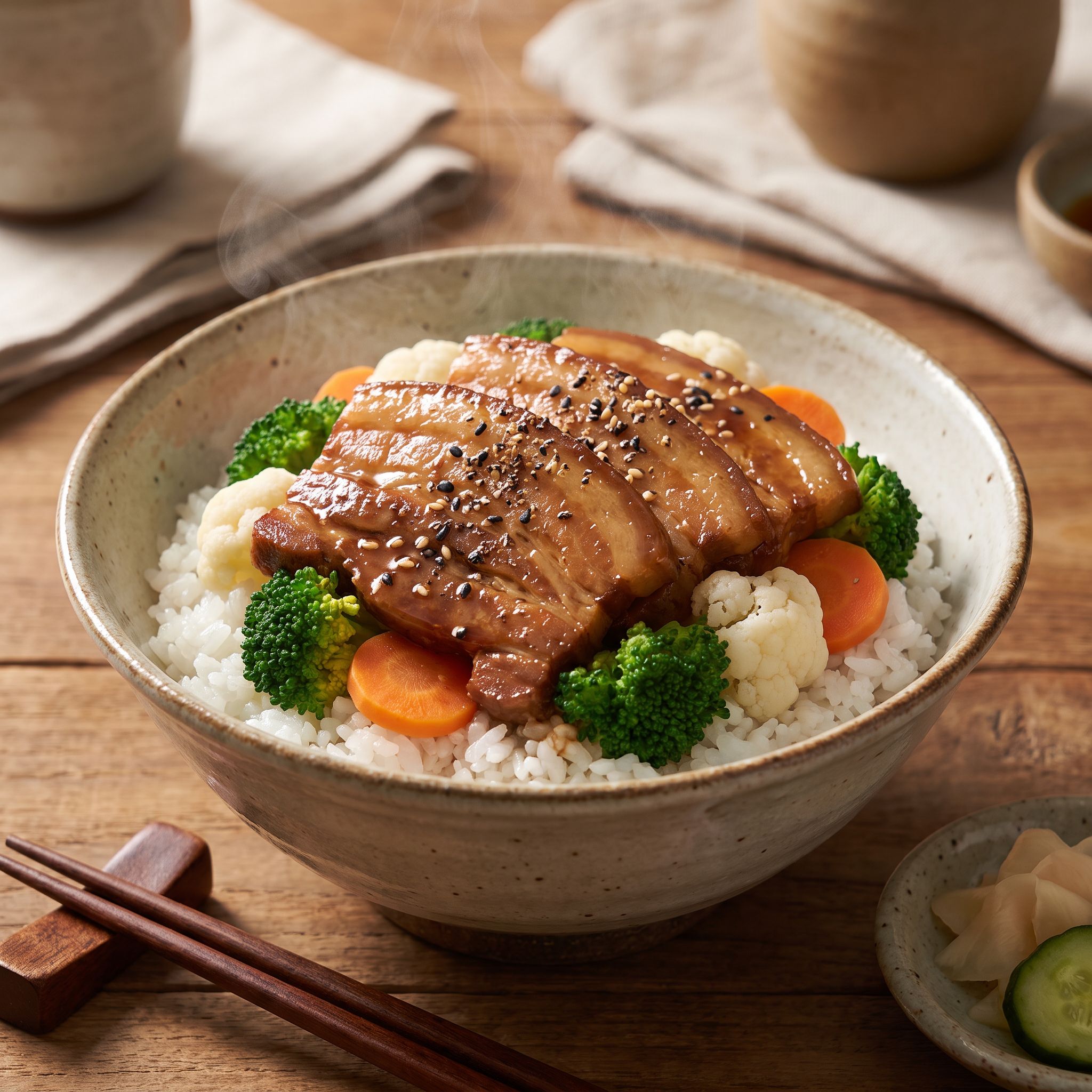 Savory Garlic Sesame Pork Donburi