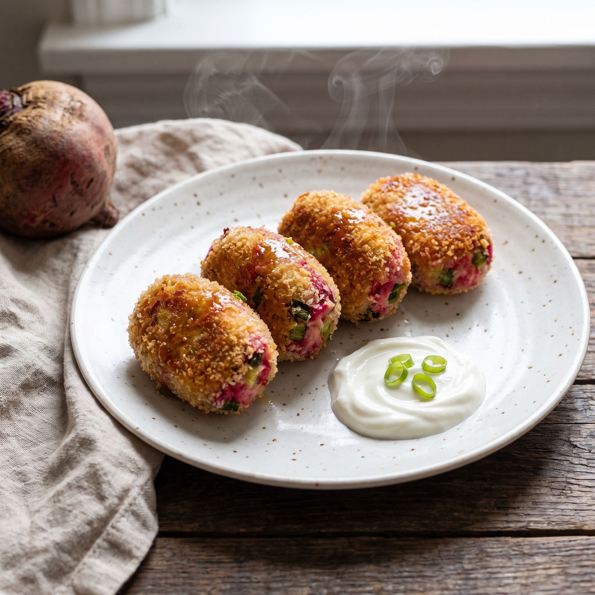 Scallion Beet Ham Croquettes