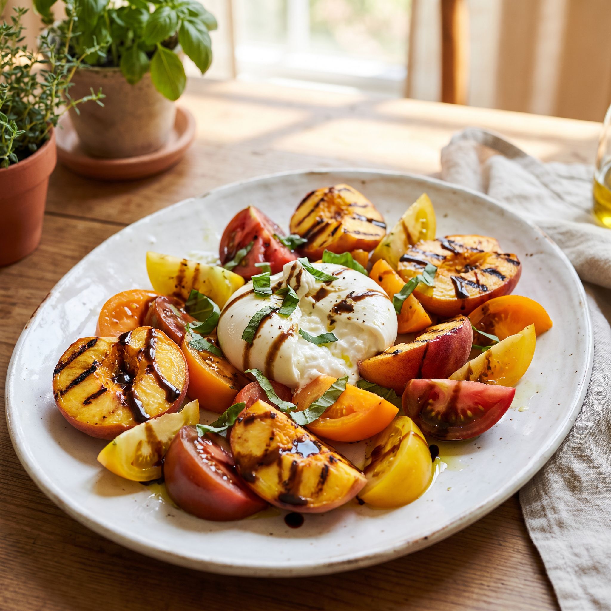 Smoky Grilled Peach Tomato Salad