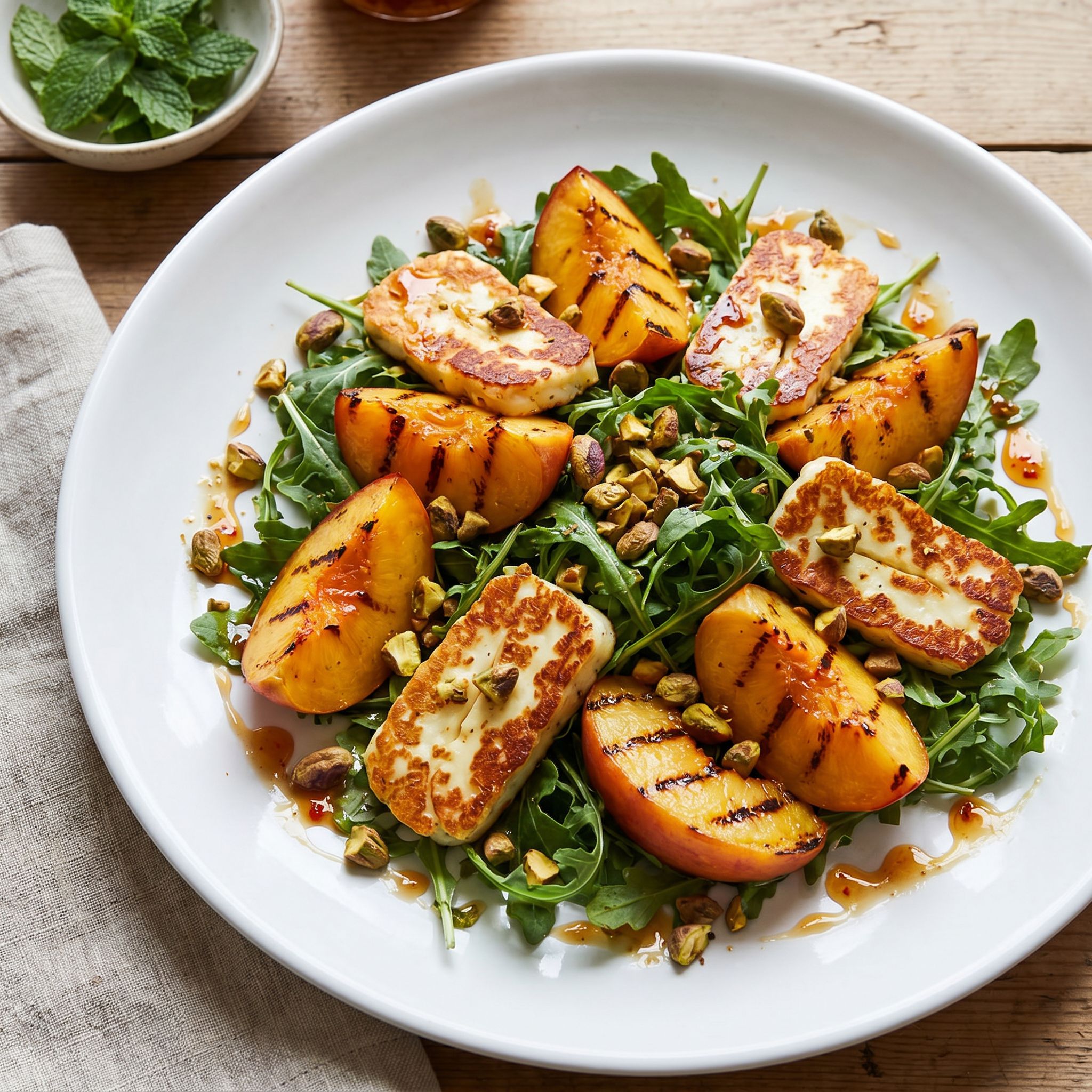 Spiced Grilled Peach Halloumi Salad