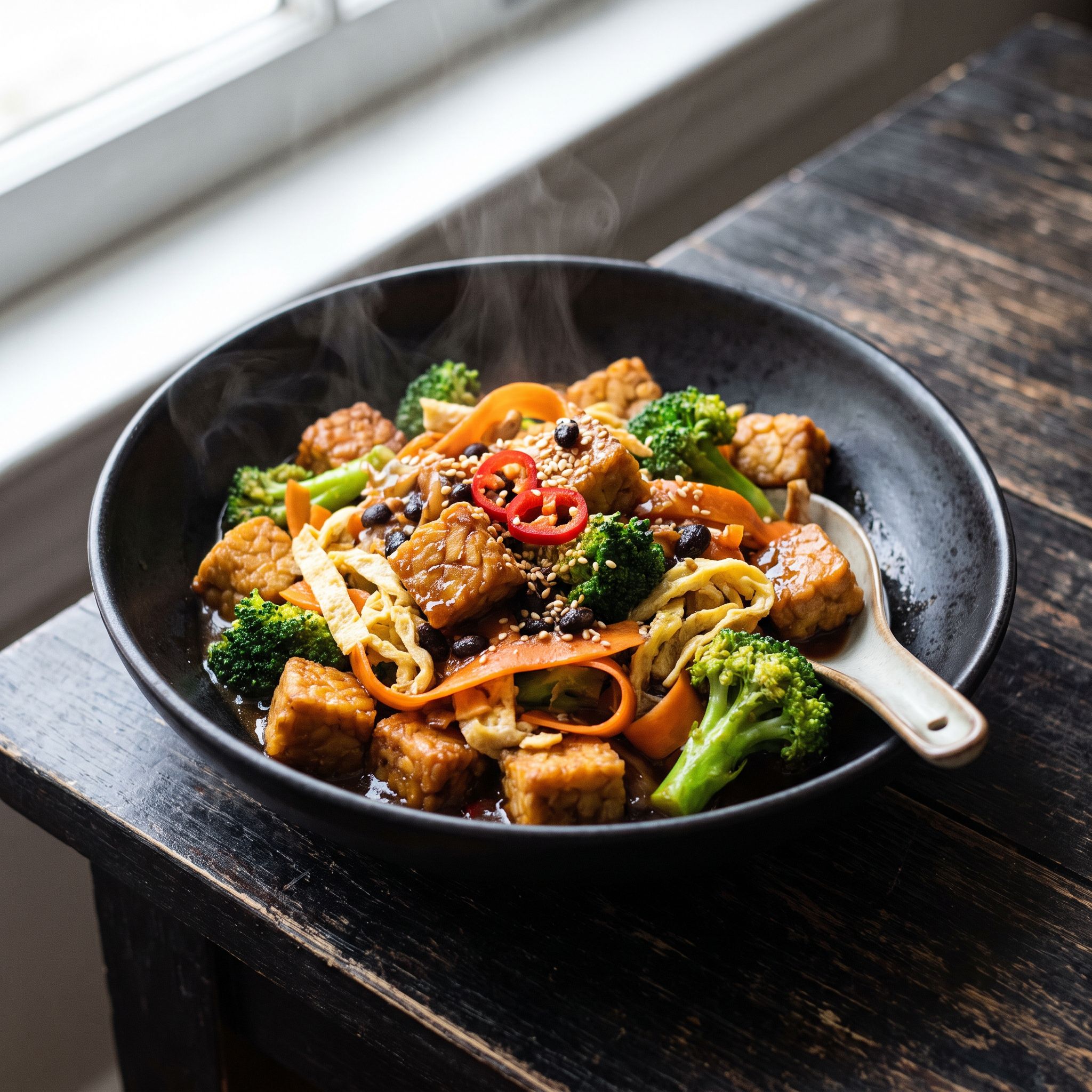 Spicy Black Bean Tempeh Stir Fry
