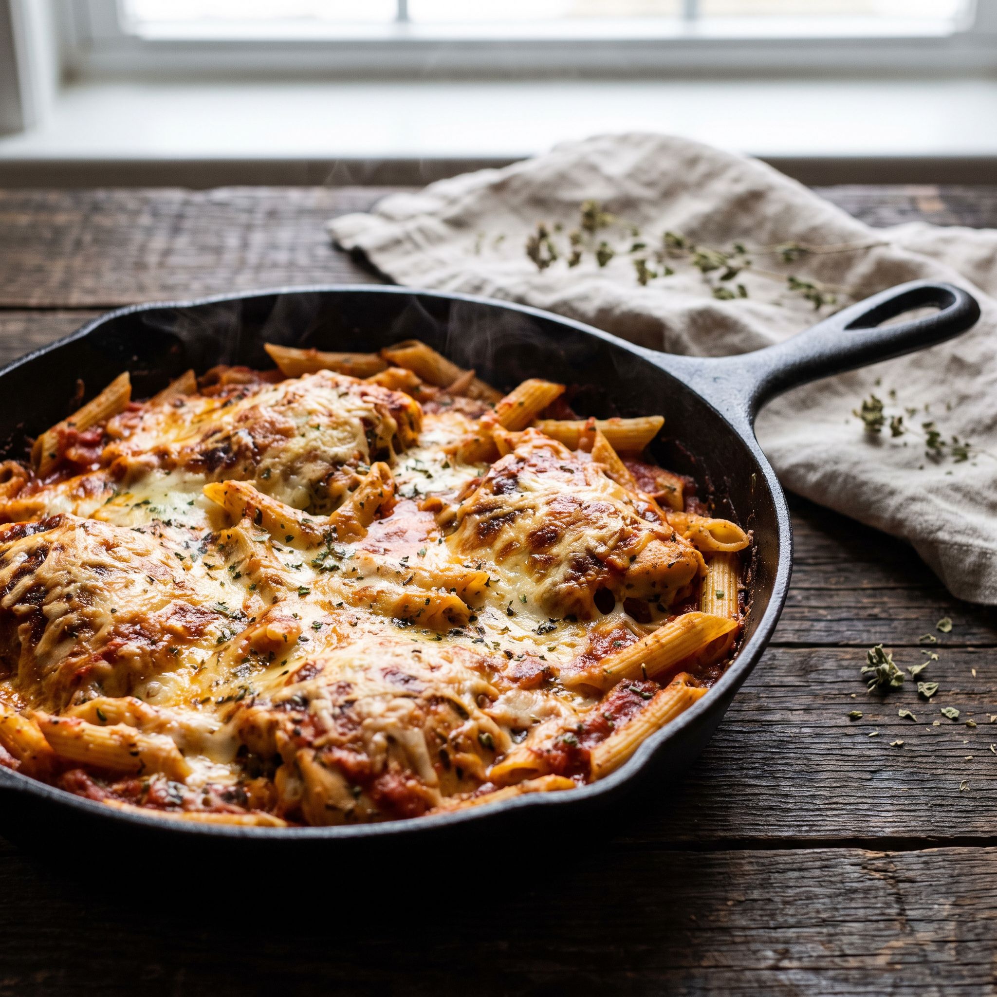 Spicy Herby Chicken Pasta Bake
