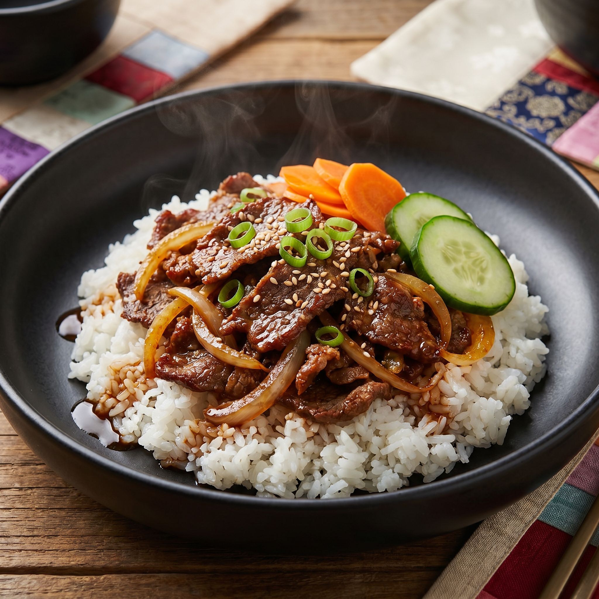 Spicy Korean Bulgogi Beef Rice Bowls