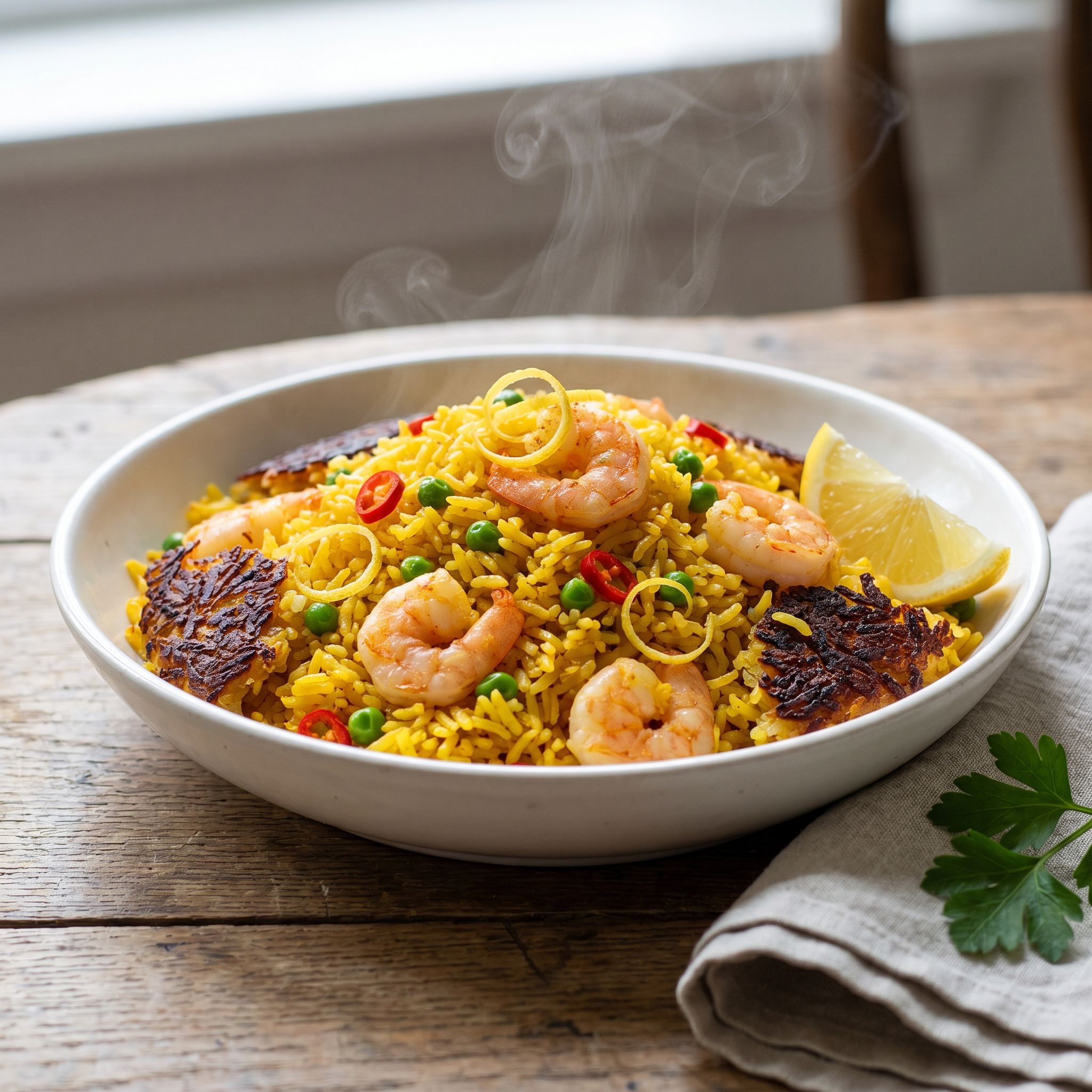 Spicy Saffron Shrimp Wok Paella